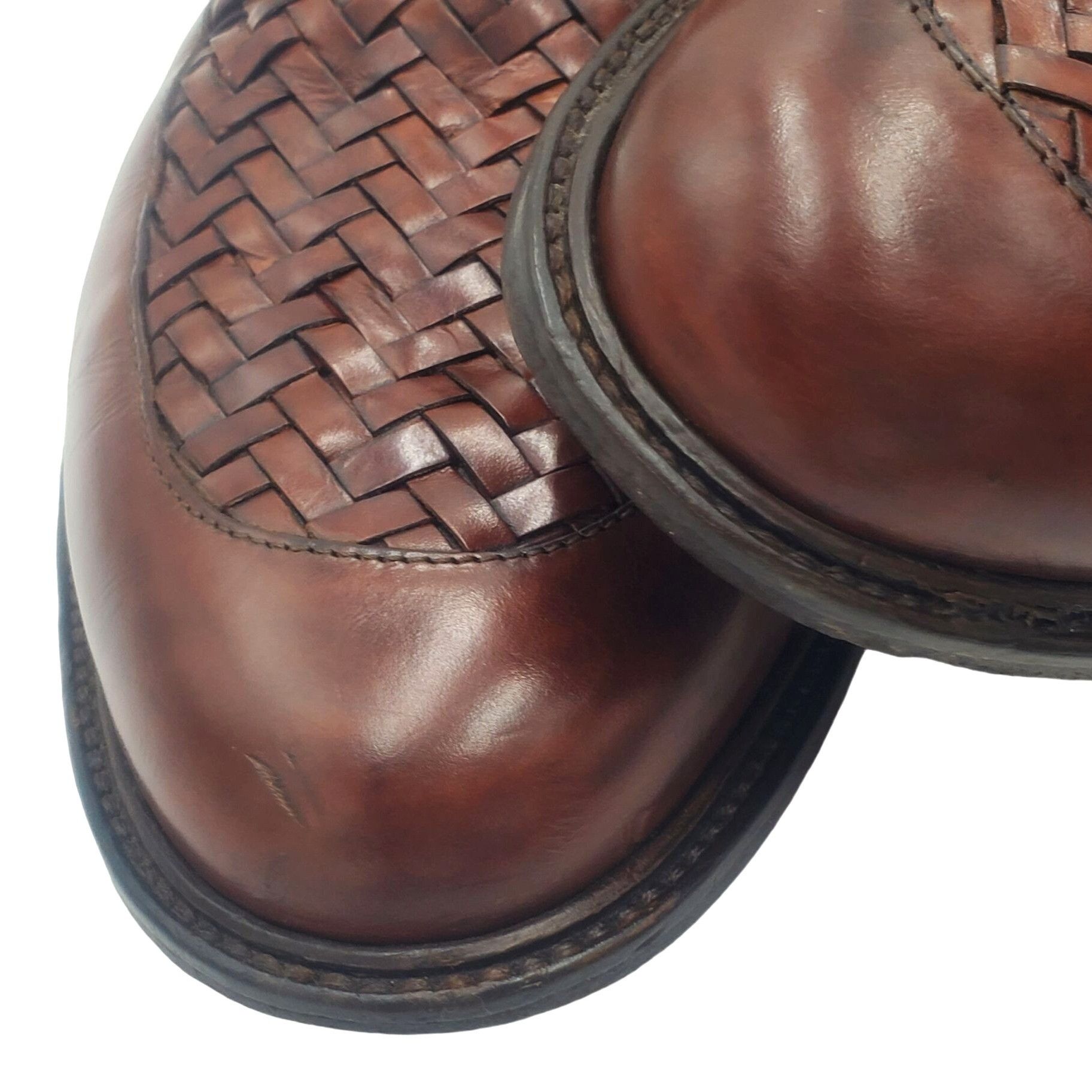 Cole Haan Italy Bragano Cole Haan Men's size 11.5B Brown Leather Woven Size US 11.5 / EU 44-45 - 4 Thumbnail