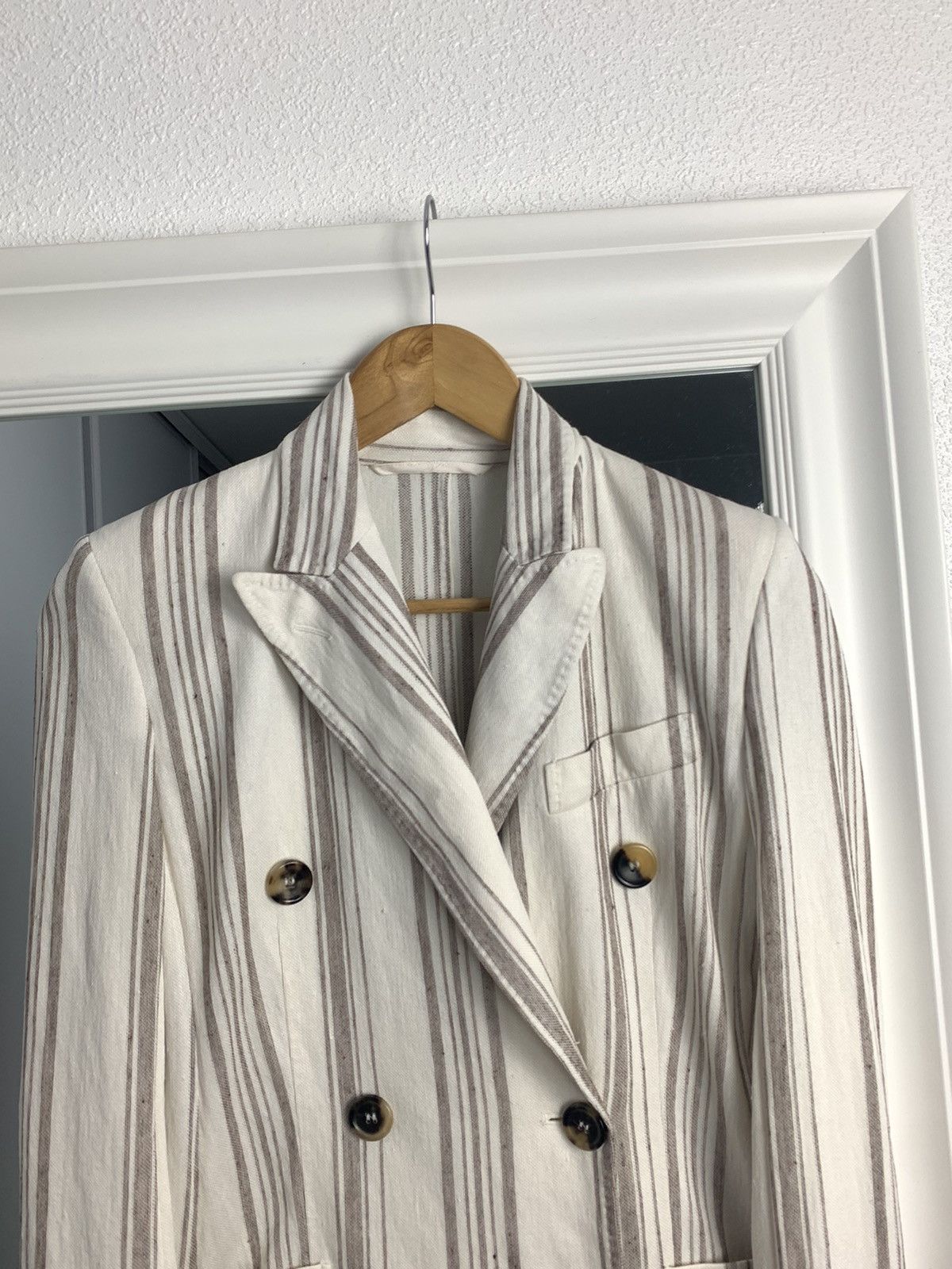 Max Mara Max Mara Blazer Linen Jacket Max Mara Striped Blazer Size:6 Size M / US 6-8 / IT 42-44 - 3 Thumbnail