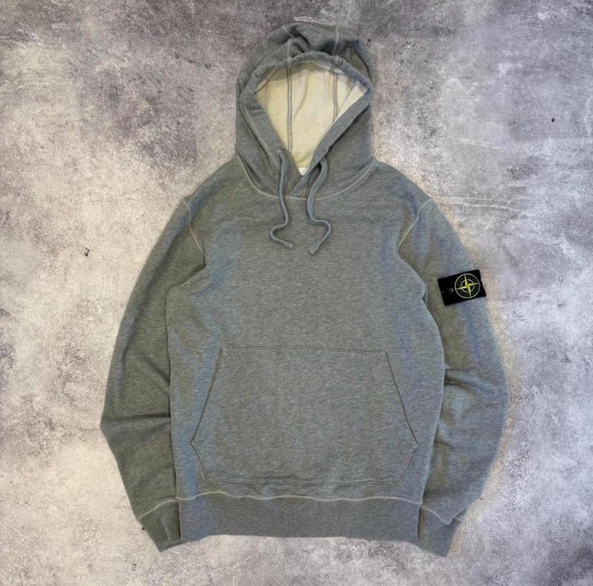 Stone island grey pullover hoodie