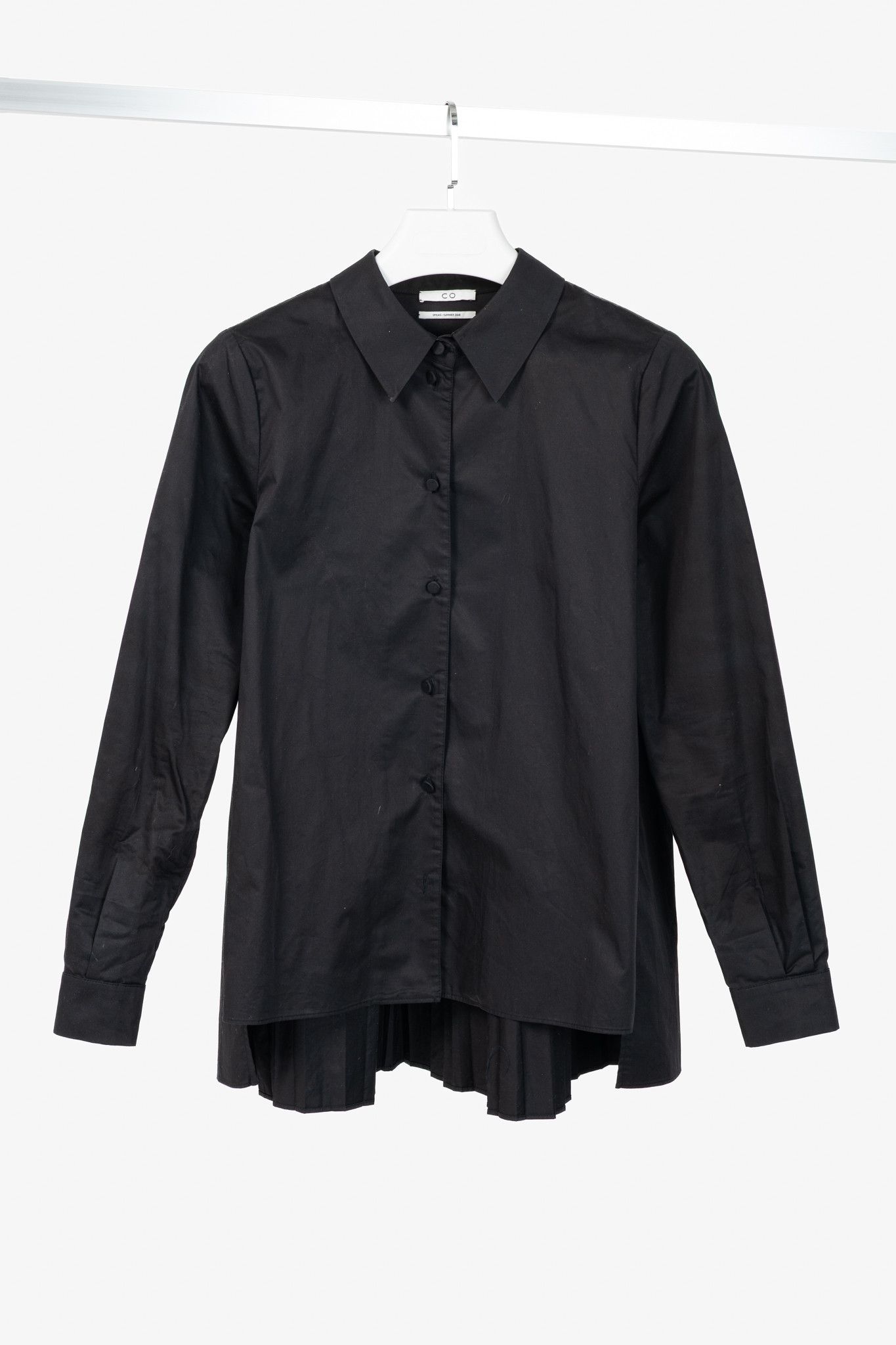 CO Co SS18 Black Cotton Poplin Pleated-Back Shirt Size M / US 6-8 / IT 42-44 - 1 Thumbnail