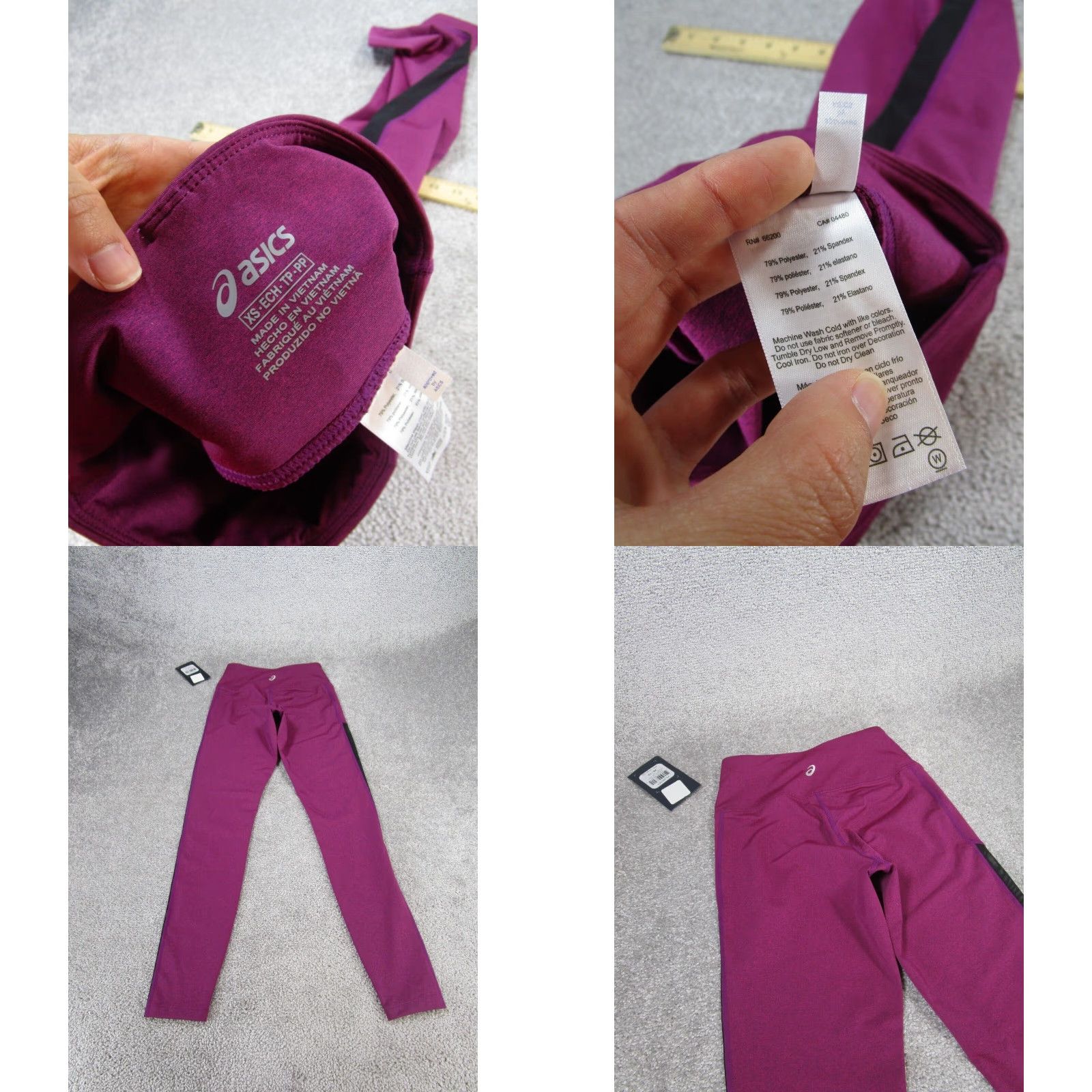 Asics Asics Womens 7/8 Leggings XS Extra Small Purple Panel Tight Gym Training Size 26" / US 2 / IT 38 - 8 Thumbnail