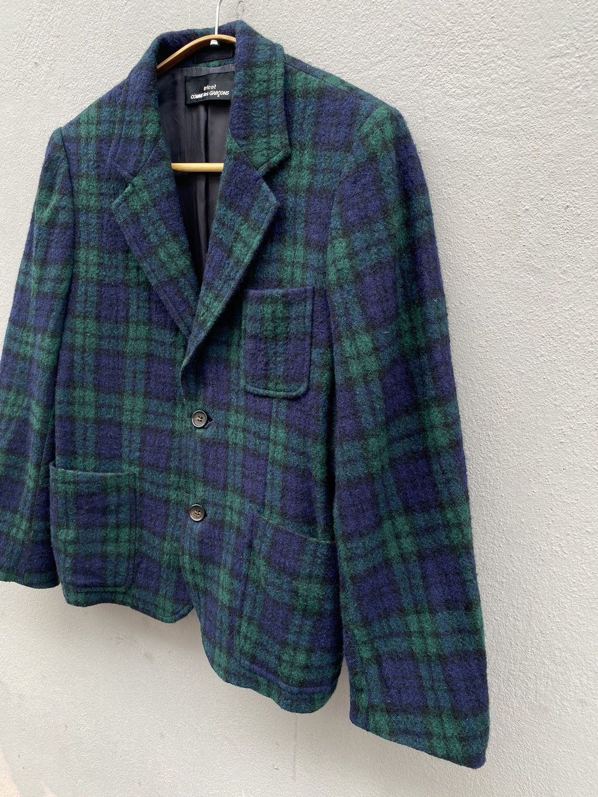 Comme des Garcons × Rei Kawakubo × Vintage AD1998 Comme des Garçons “tricot” Wool Checked Mohair Blazer Size M / US 6-8 / IT 42-44 - 4 Thumbnail