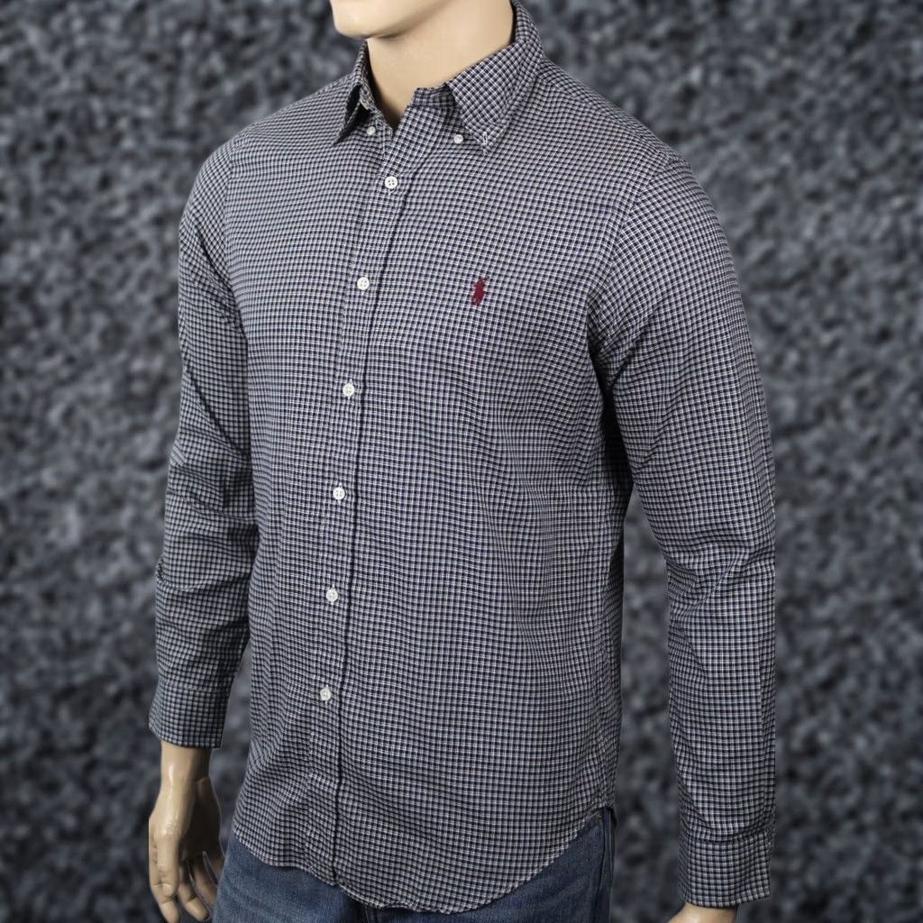Ralph Lauren Ralph Lauren Blue Cream Checkered Classic Dress Shirt Burgundy Pony NWT Size 36R - 1 Preview