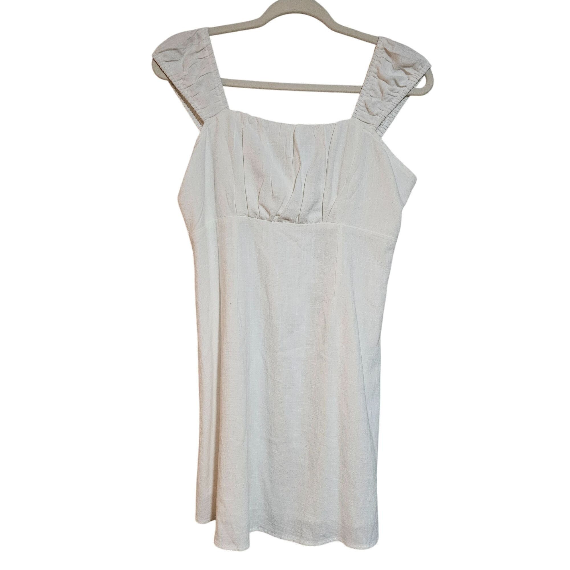 Other Sadie & Sage M White Womens Mini Dress Ruched Straps Cottage Size M / US 6-8 / IT 42-44 - 3 Thumbnail