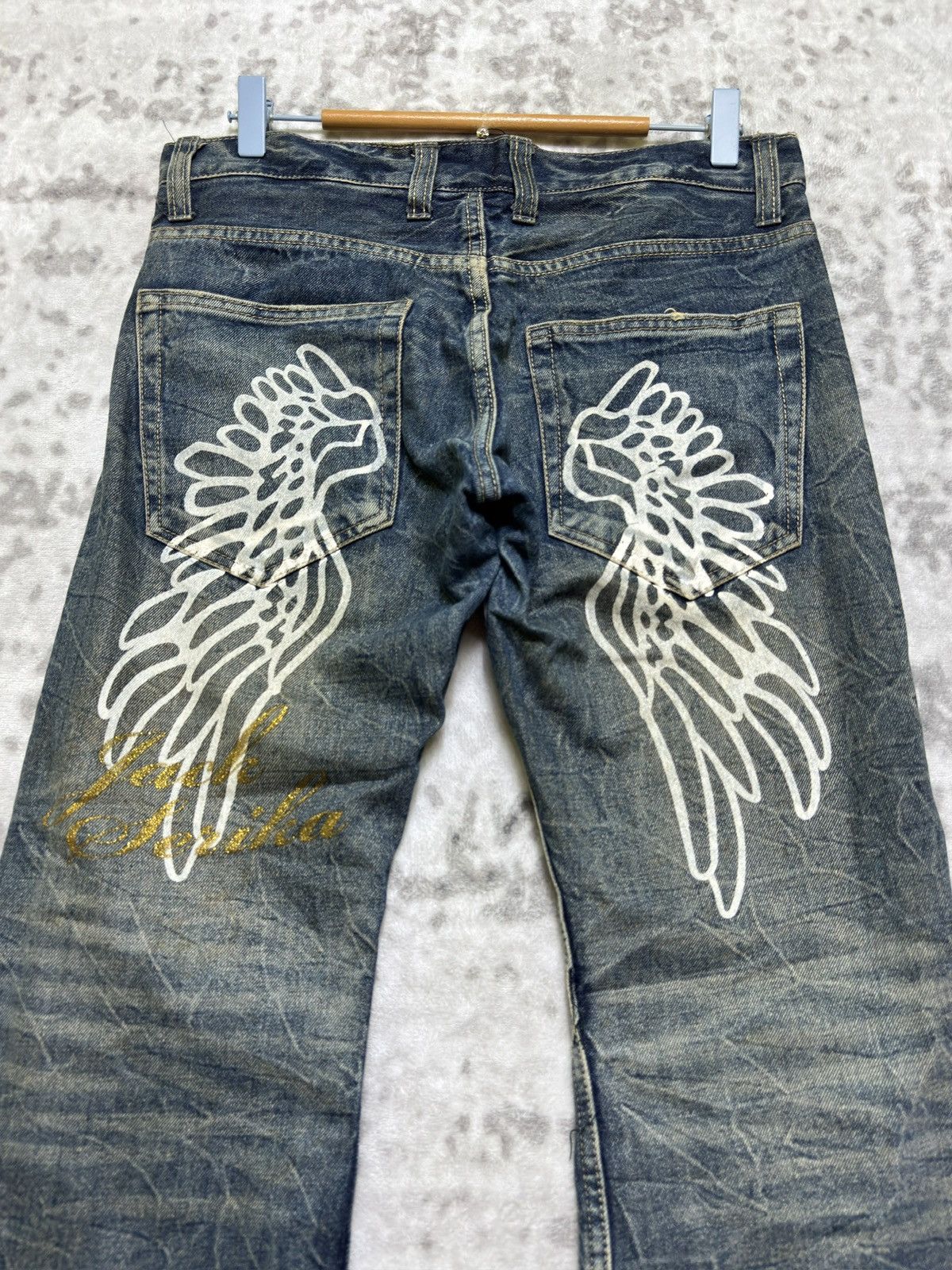 Hysteric Glamour Vintage Jack Serika Y2K Wing Graphic Boot Cut Jeans Size US 31 - 8 Thumbnail