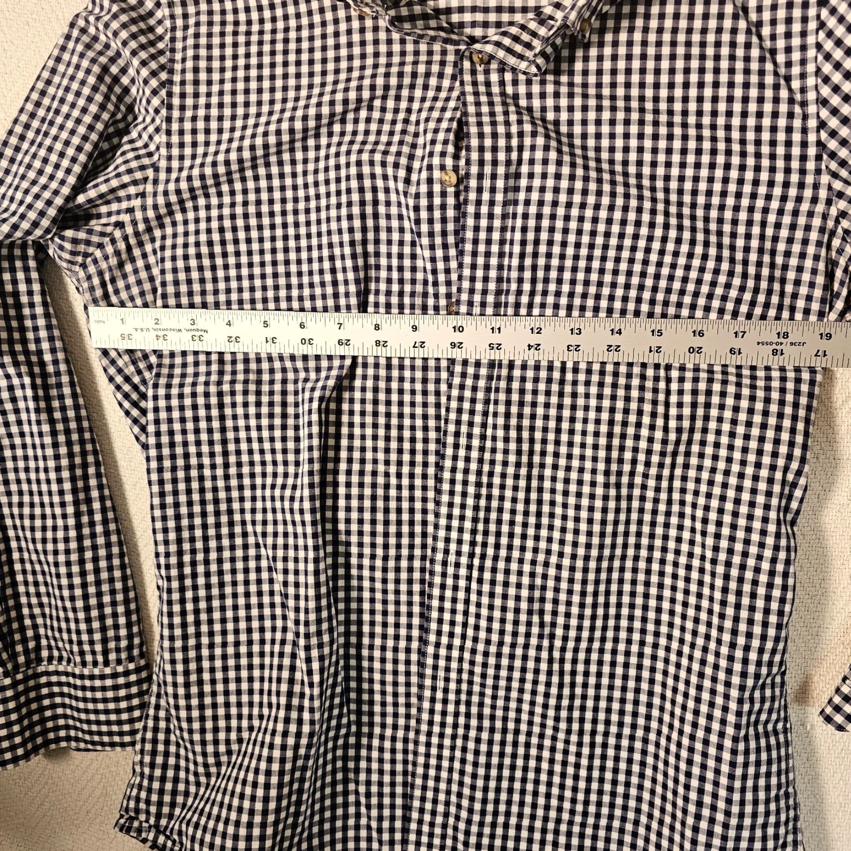 Bar III Bar III Carnaby Collection Men's Shirt Slim Long Sleeve Button-Up Navy Check Size M Size US M / EU 48-50 / 2 - 5 Thumbnail