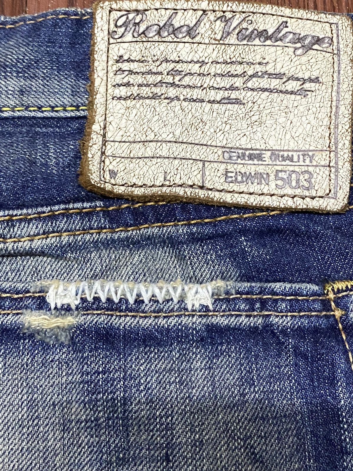 Japanese Brand Vintage Japanesed Brand Edwin MudWash Distressed Fit Jeans Size US 31 - 12 Thumbnail