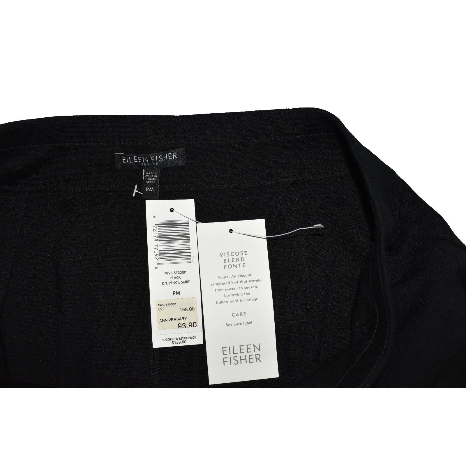 Eileen Fisher EILEEN FISHER Black Viscose Blend Ponte Pencil Skirt Sz PM Size 30" / US 8 / IT 44 - 4 Thumbnail