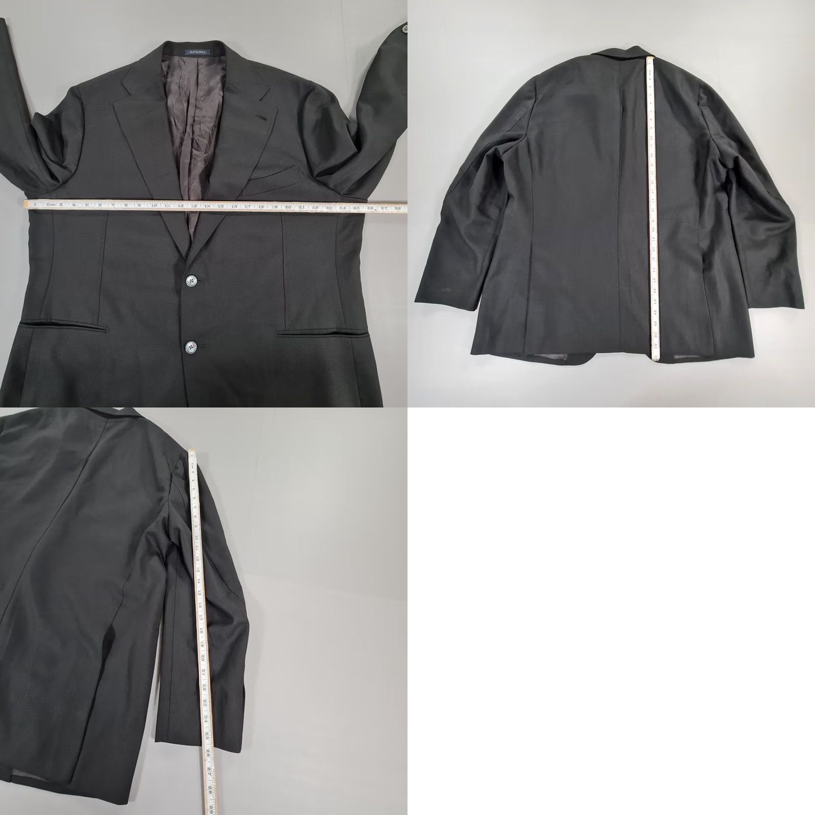 Suitsupply Suitsupply Mens Suit Jacket Black 52 R Wool Blazer Striped Diagonal Notch Lapel Slim 2-Button Single-Breasted Front Flat VINTAGE? Size 52R - 8 Thumbnail