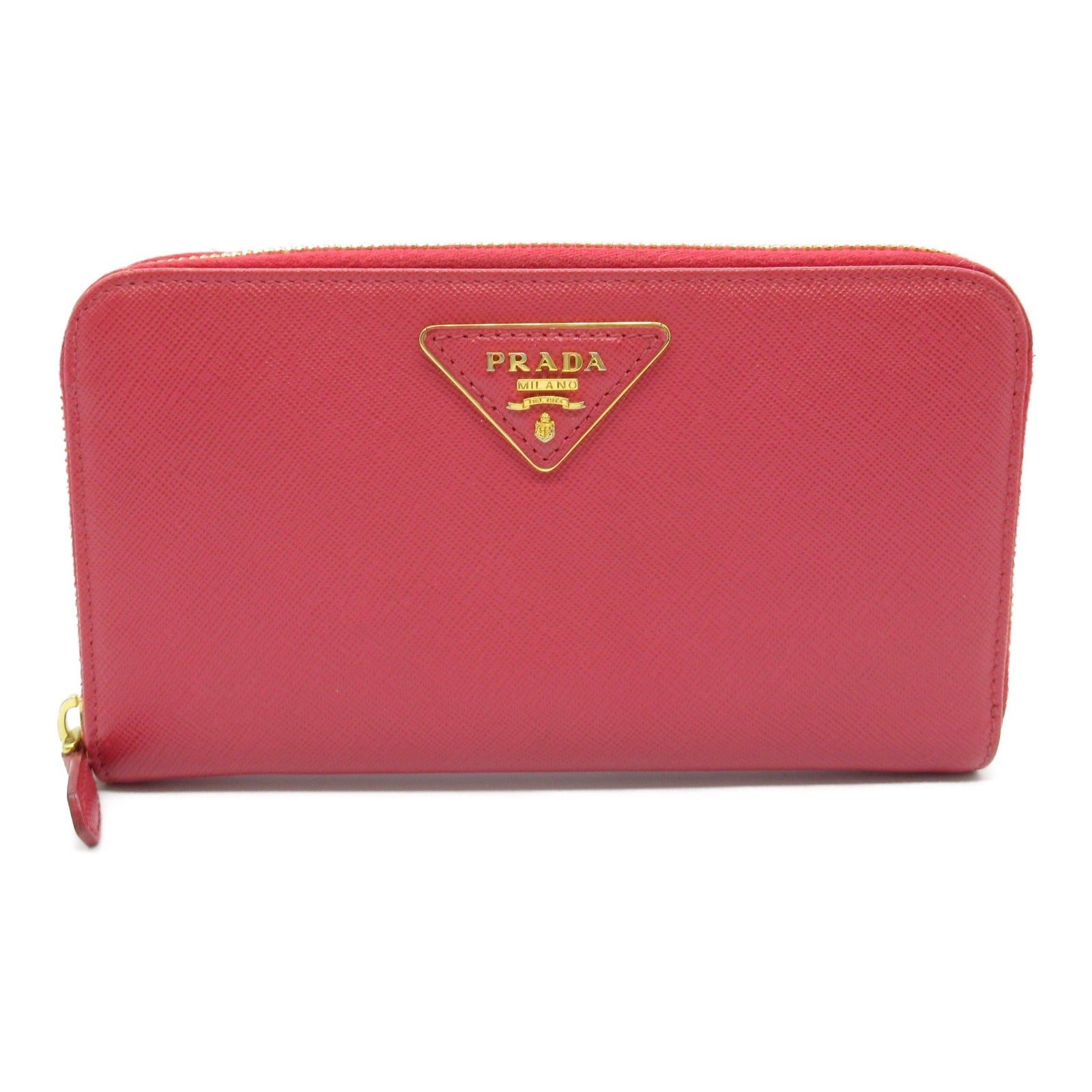 Prada Prada Round Long Wallet Zipper Saffiano Leather Pink Size ONE SIZE - 1 Thumbnail