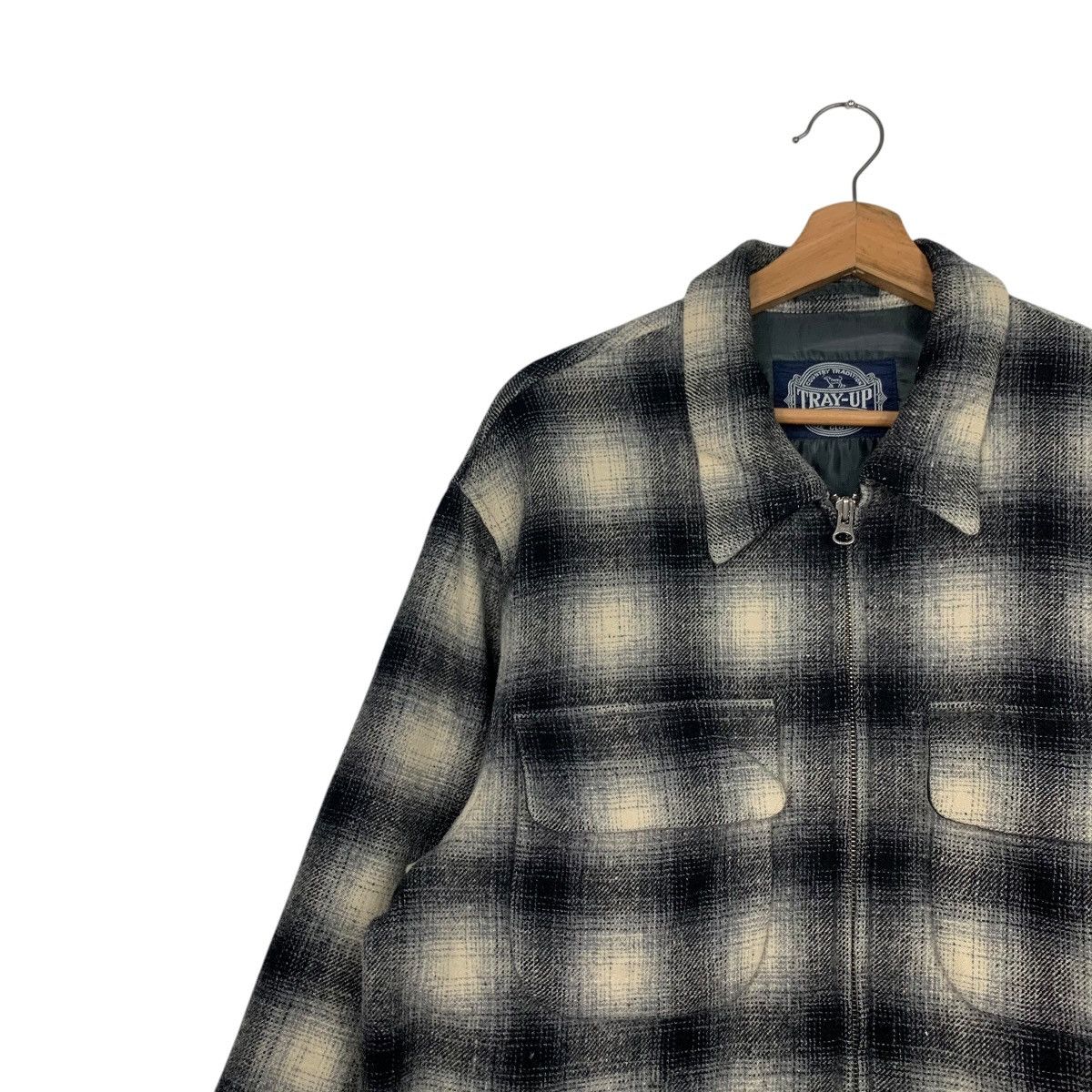 Vintage Vintage 90s Shadow Plaid Zipper Flannel Jacket #2442-C109 Size US L / EU 52-54 / 3 - 6 Thumbnail