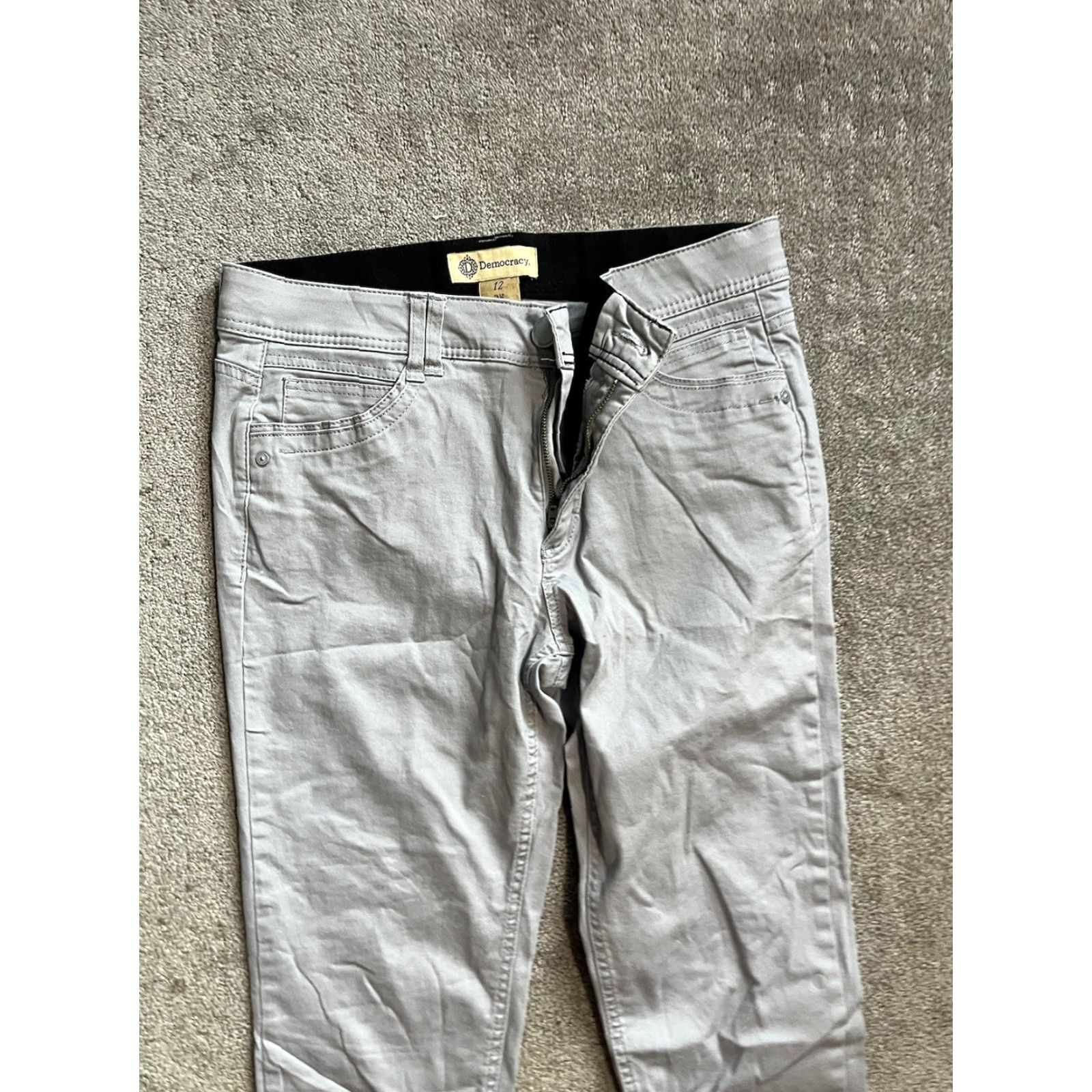 Vintage Democracy Jeans 5-Pocket Gray Ab Technology Mid Rise Skinny Stretch Hemmed Size 12 Women Casual Denim Shirt? Size 34" / US 12 / IT 48 - 2 Thumbnail