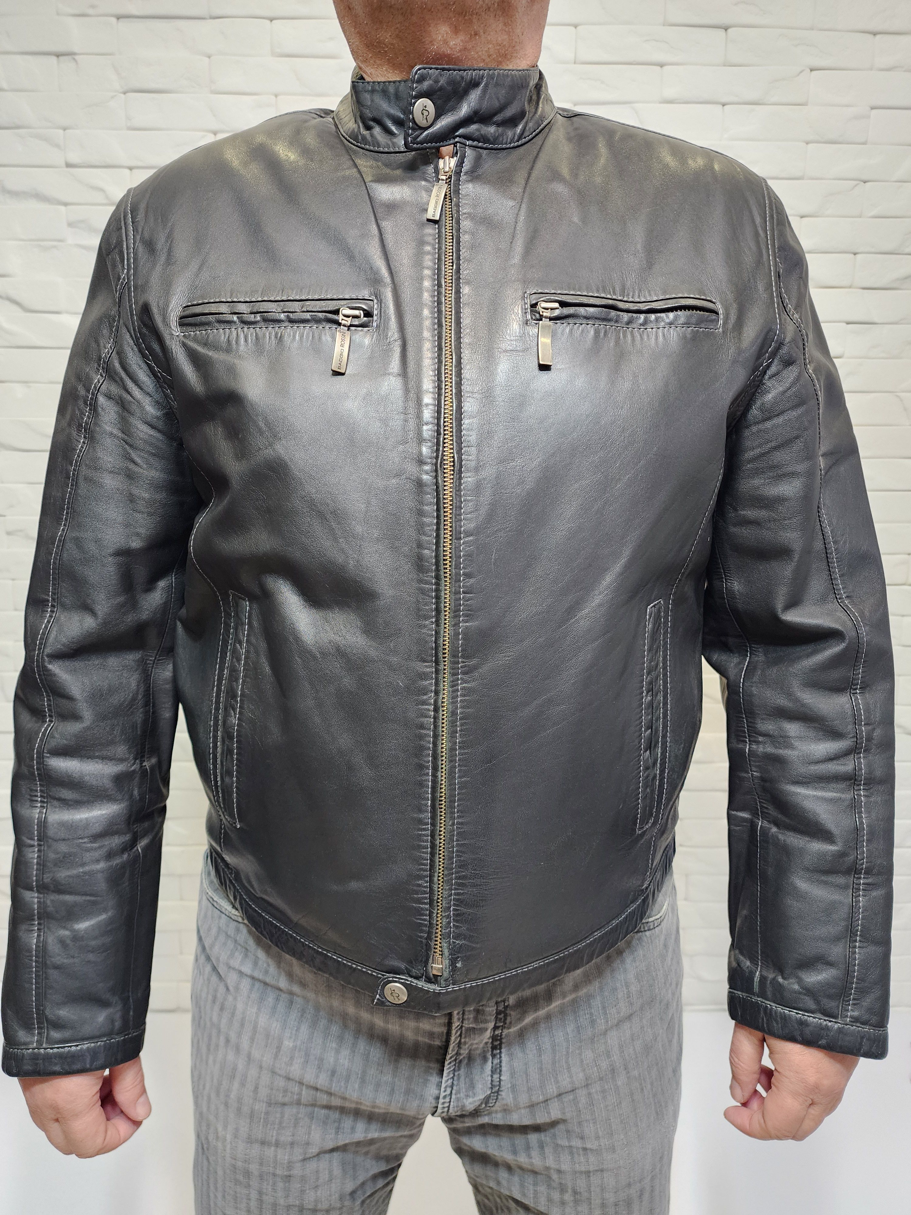 Genuine Leather Men's Black Genuine Leather Jacket: Zippered Pockets, Size US L / EU 52-54 / 3 - 1 Thumbnail