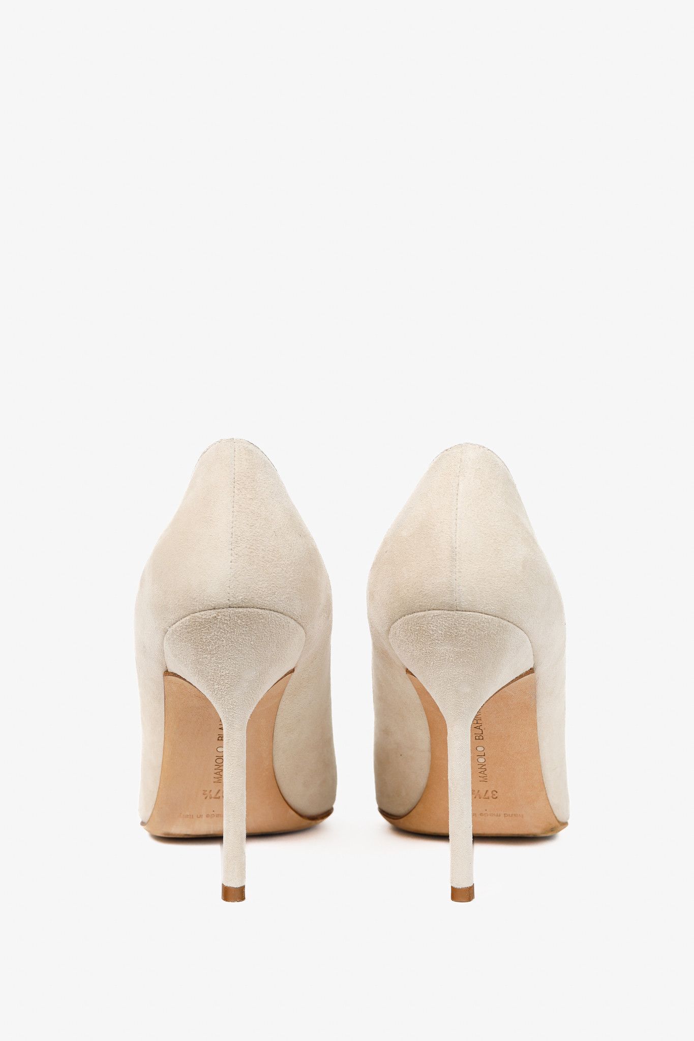 Manolo Blahnik Manolo Blahnik BB Beige Suede Pointed-Toe Pumps Size US 7 / IT 37 - 3 Thumbnail