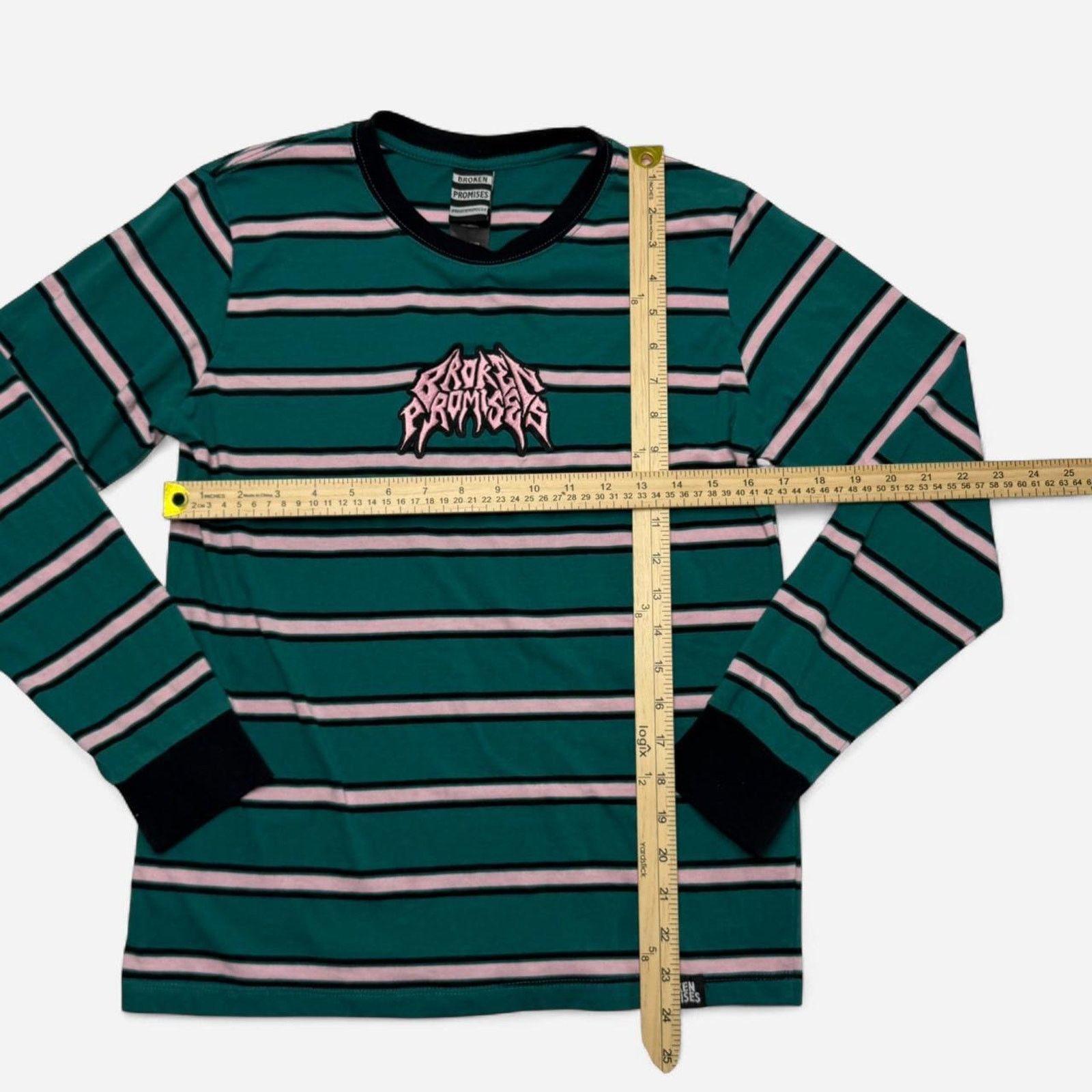 Broken Promises Co. Broken Promises GreenPink Striped Long Sleeve Graphic Size M Size US M / EU 48-50 / 2 - 6 Thumbnail