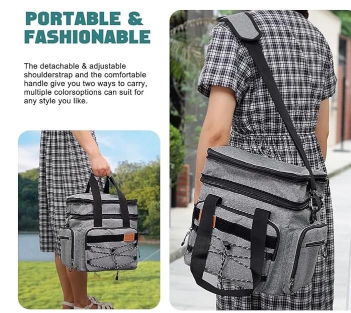 NBDN Nobrandedon 2-Tier Reusable Insulated Lunch Box with Strap, Leakproof Size ONE SIZE - 6 Thumbnail