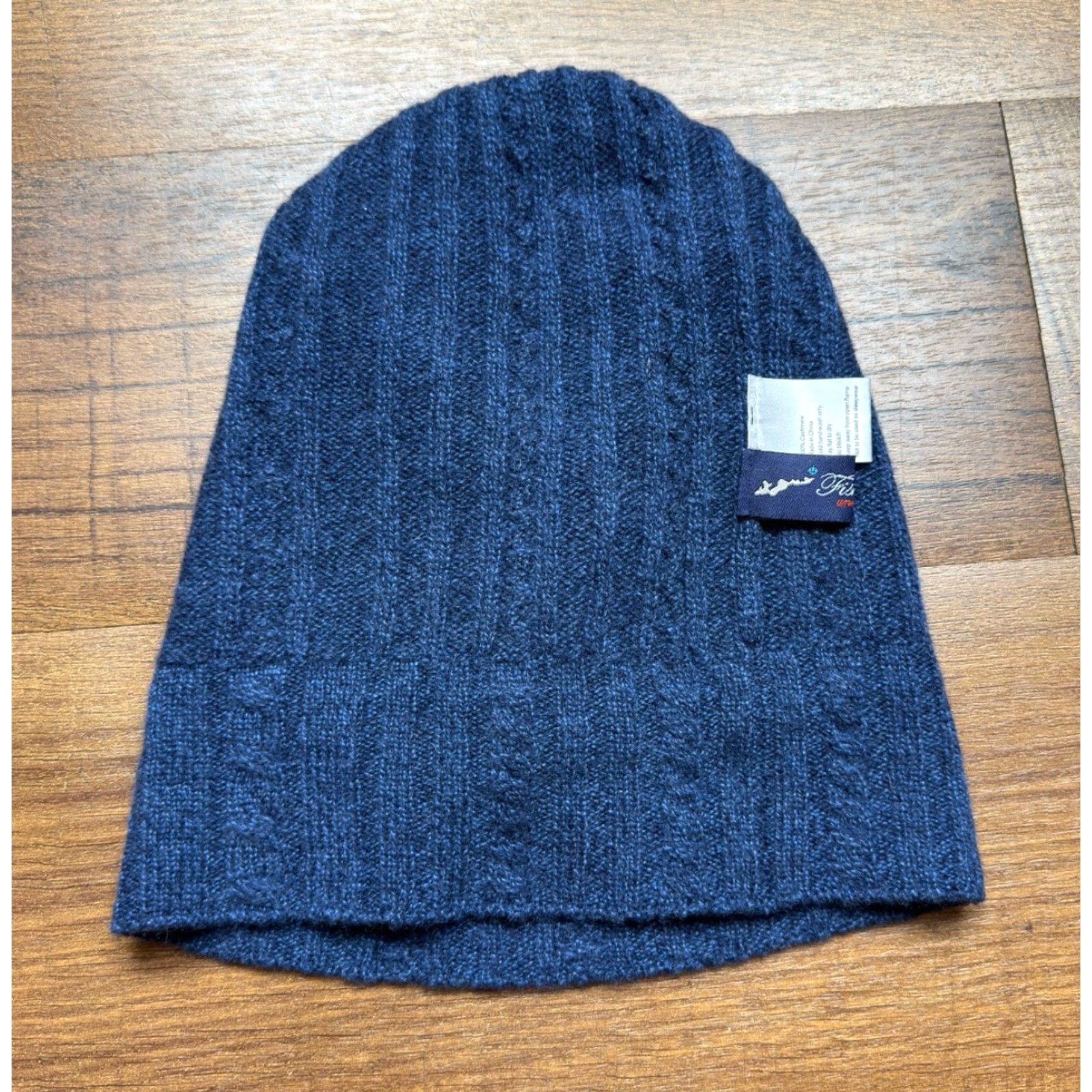 Vintage FISHERS FINERY 100% Cashmere Cable Knit Beanie Hat Women's One Size Winter Blue Navy Beanie Womens One Size Cashmere Knit Hat Winter Size ONE SIZE - 3 Thumbnail