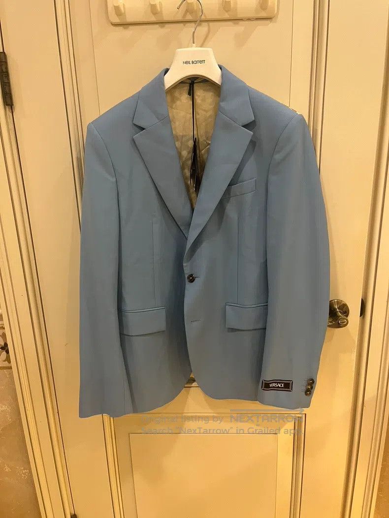 Versace Versace Light blue wool single-row double-button suit suit Size 48S - 3 Thumbnail