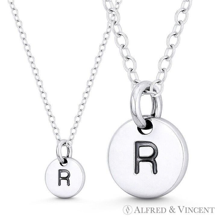 Other Initial Letter "R" Engraved Tiny Circle Pendant Size ONE SIZE - 1 Preview