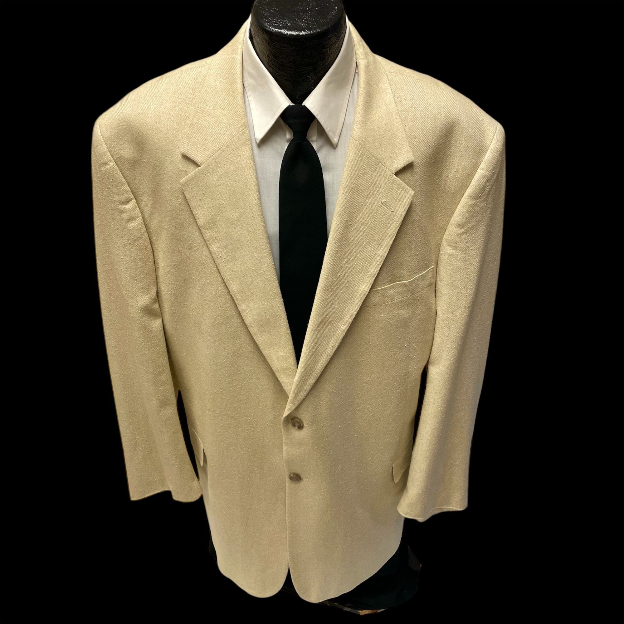 Other Vtg Matka SILK Beige Sport Coat HERRINGBONE Tropical Jacket Size 50R - 1 Thumbnail