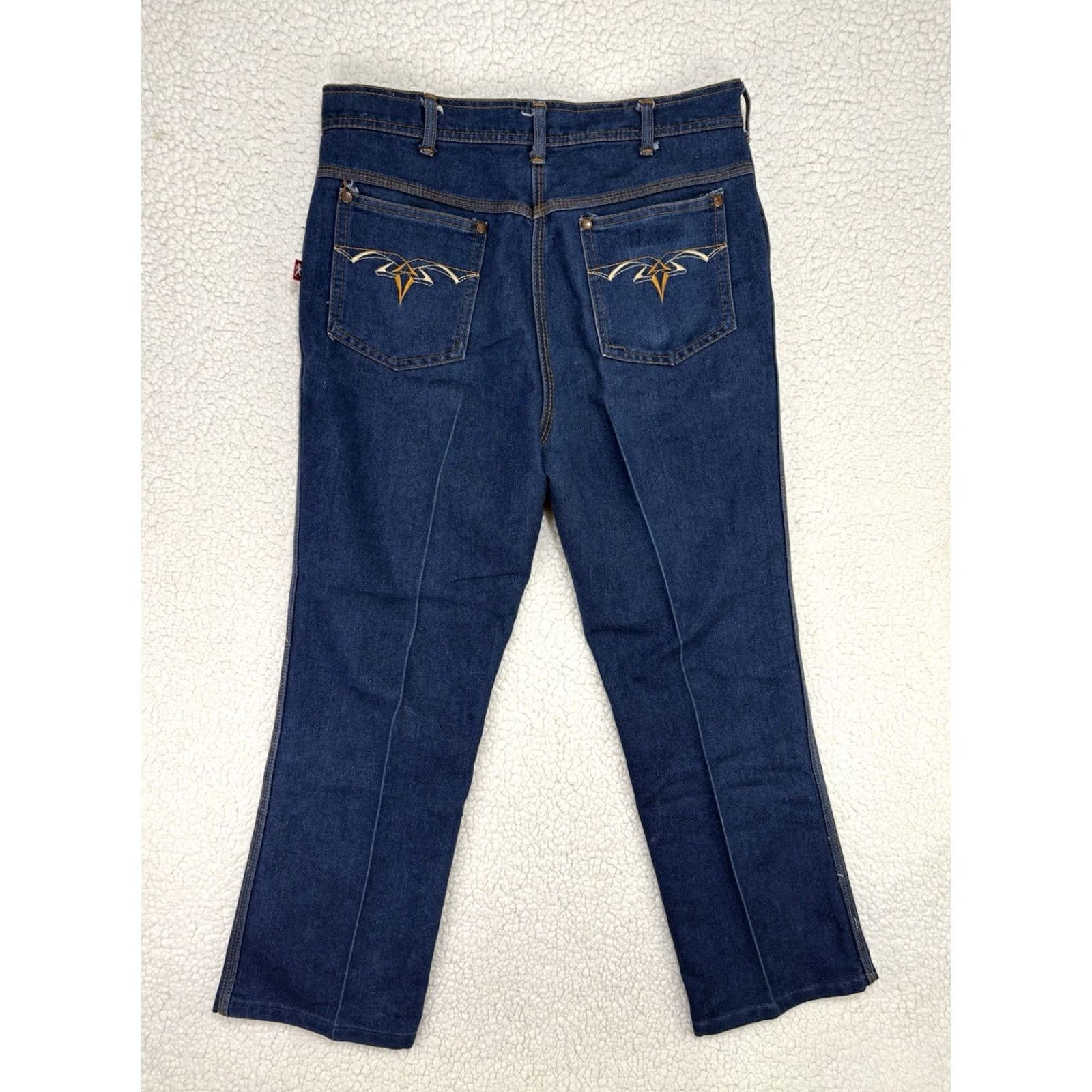 Vintage VINTAGE Braxton Denim Jeans Blue 70s 80s Mens Embroidered 33 x 27 Inseam 27 Waist 33 Look Hippy Size US 33 - 7 Thumbnail