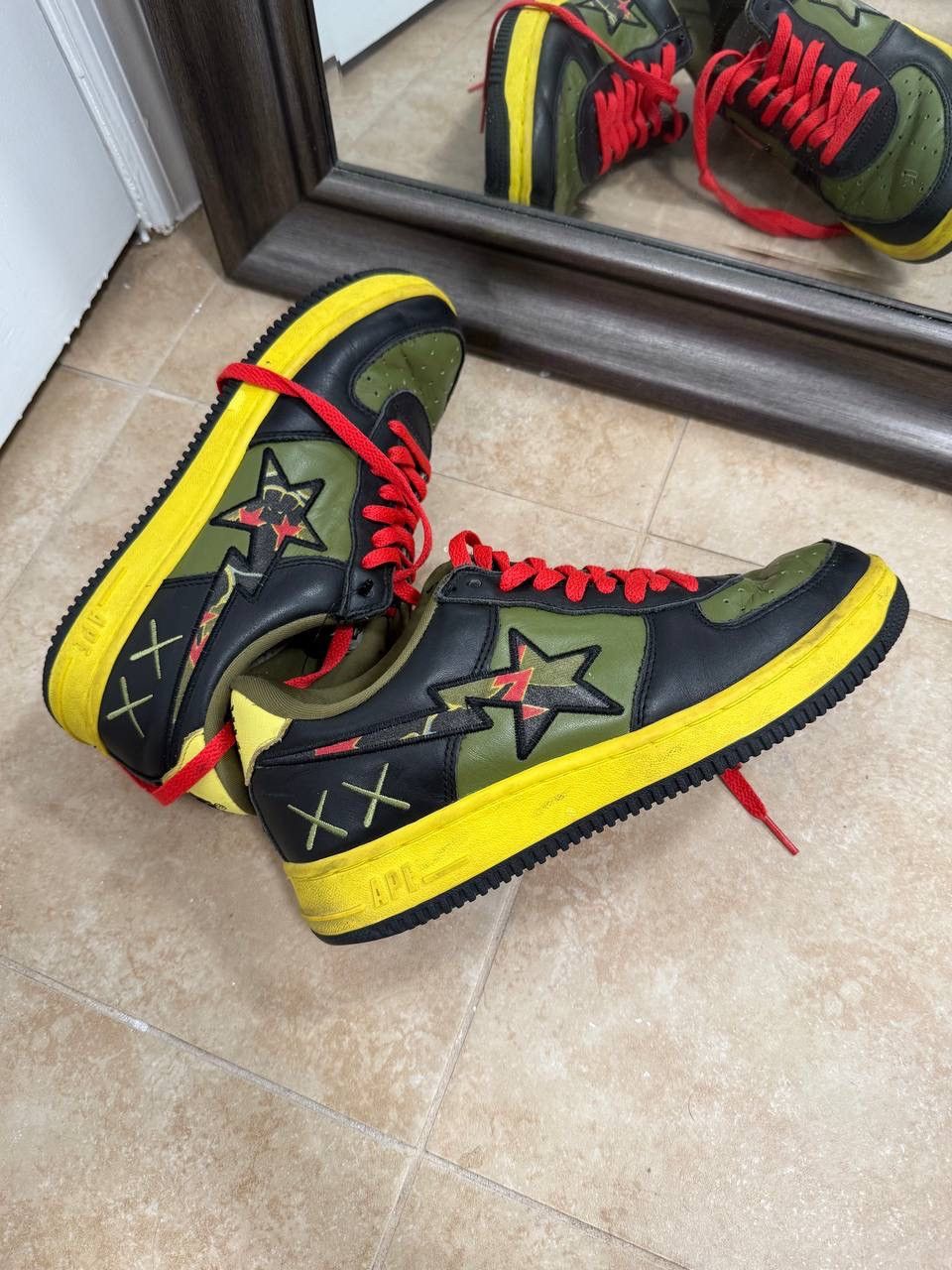 Bape × Kaws A Bathing Ape Bape Sta Low KAWS Black Olive Green rare 8 us Size US 8 / EU 41 - 1 Thumbnail