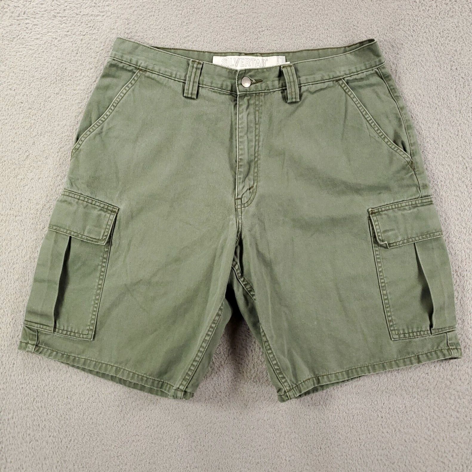 Vintage 90s Y2K Unionbay Mens Tan Cargo Demin Shorts 36 Camping Hiking  Fishing 