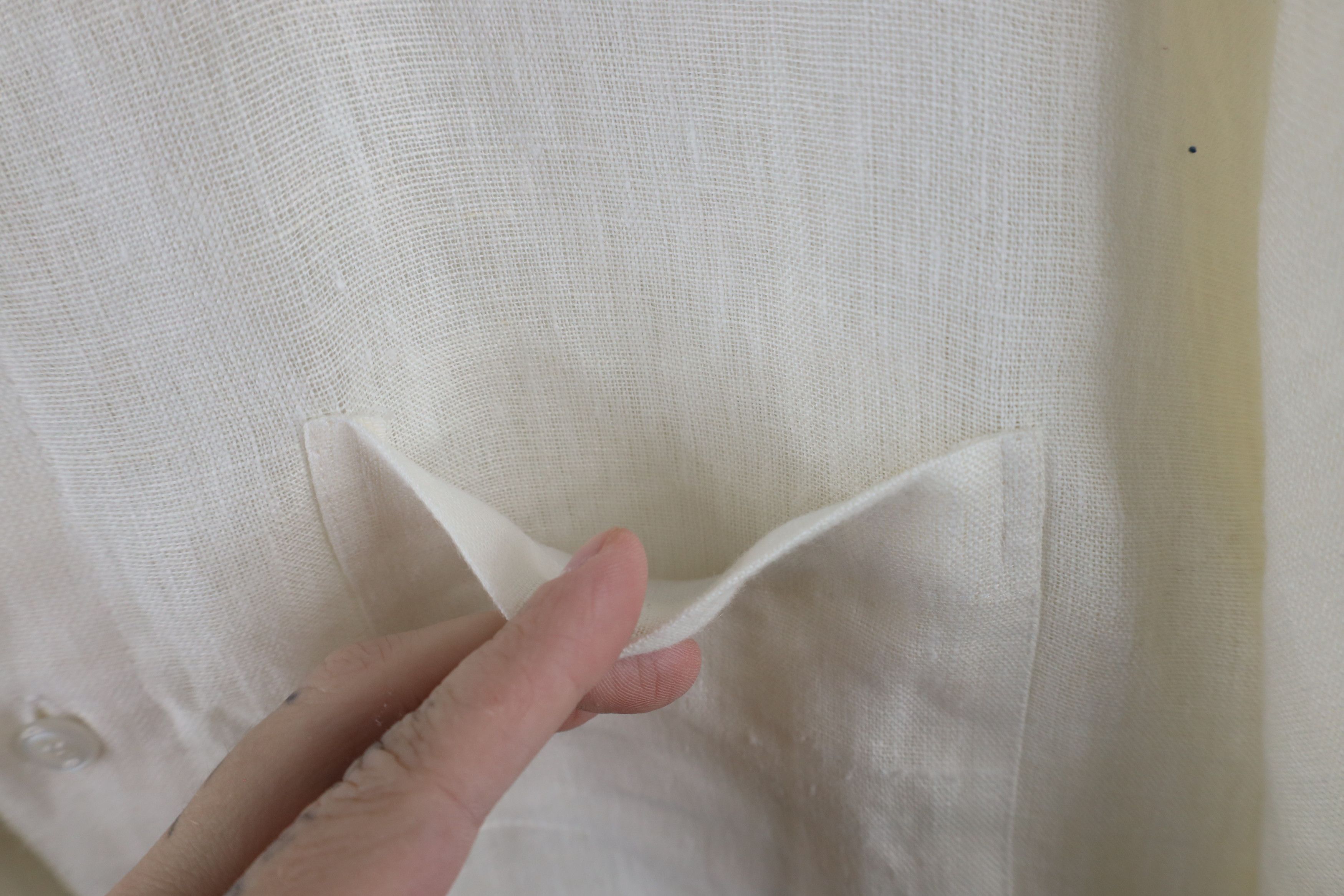 Vintage Vintage 90s Streetwear Linen Collared Button Shirt Cream Size US XL / EU 56 / 4 - 6 Thumbnail