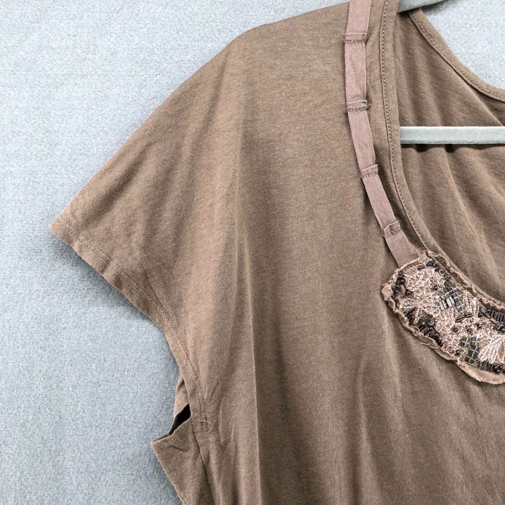 American Eagle Outfitters VINTAGE American Eagle T-Shirt Womens M Brown Sequin Short Sleeve Scoop Neck Bohemian Retro Size M / US 6-8 / IT 42-44 - 5 Thumbnail