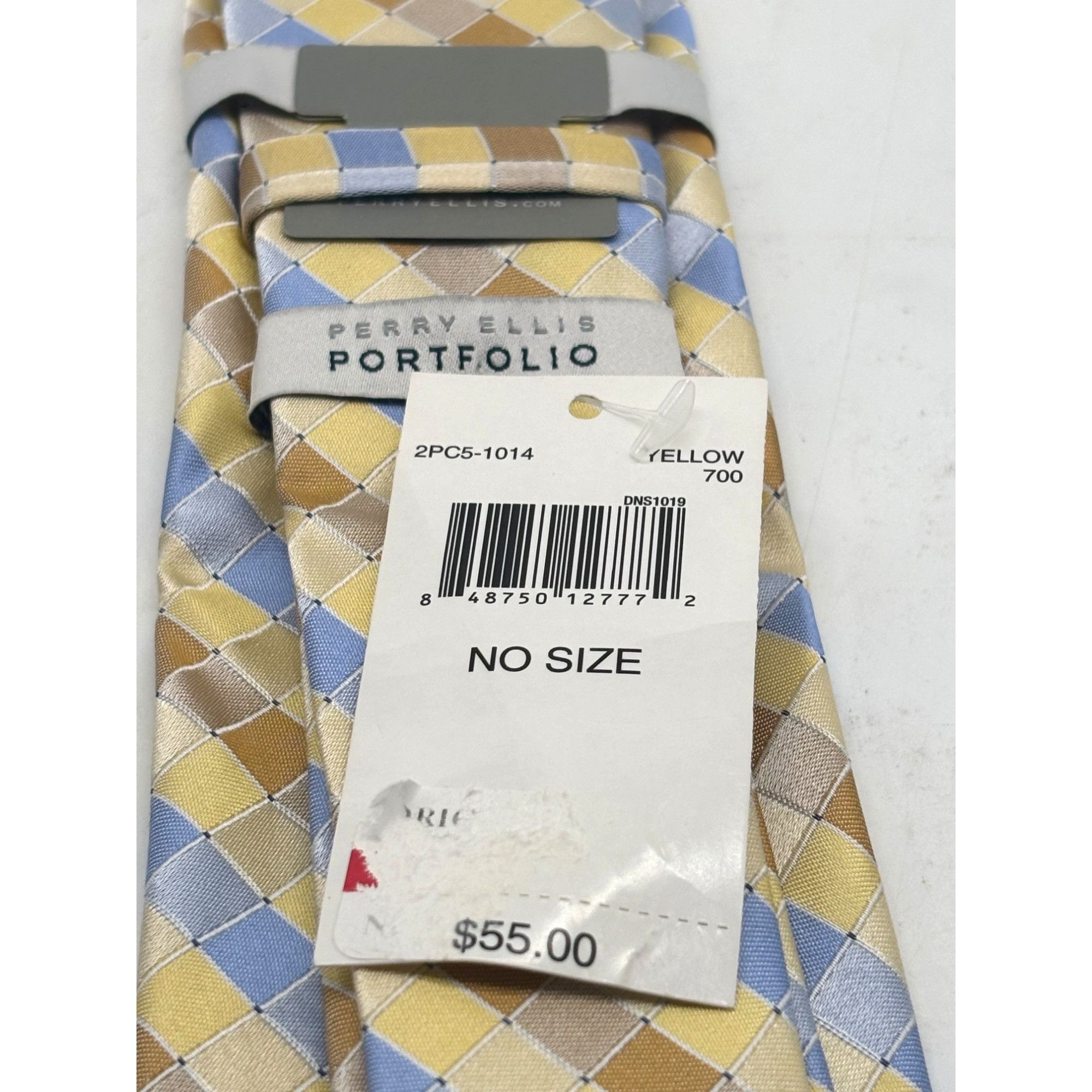 Perry Ellis Perry Ellis Portfolio Stolk Geo Slim Silk Tie, Yellow, OS Size ONE SIZE - 7 Thumbnail