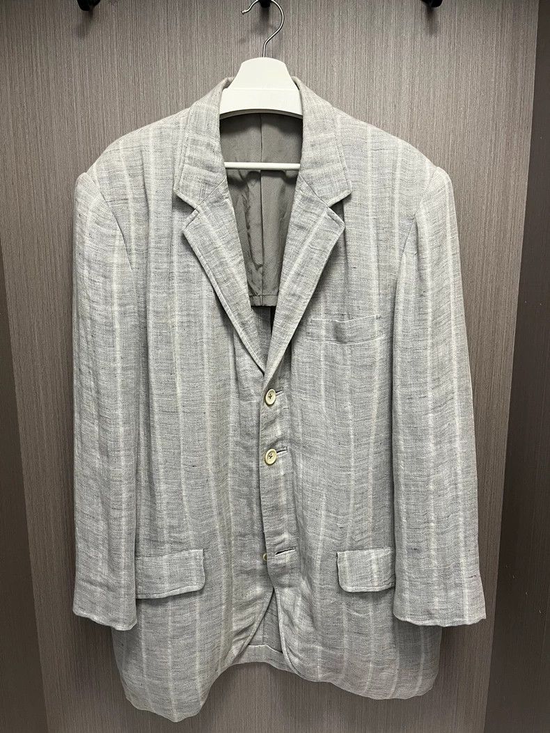 Yohji Yamamoto Yohji Yamamoto size m 98ss Striped silk linen 3 B mid-leng Size 36R - 1 Thumbnail
