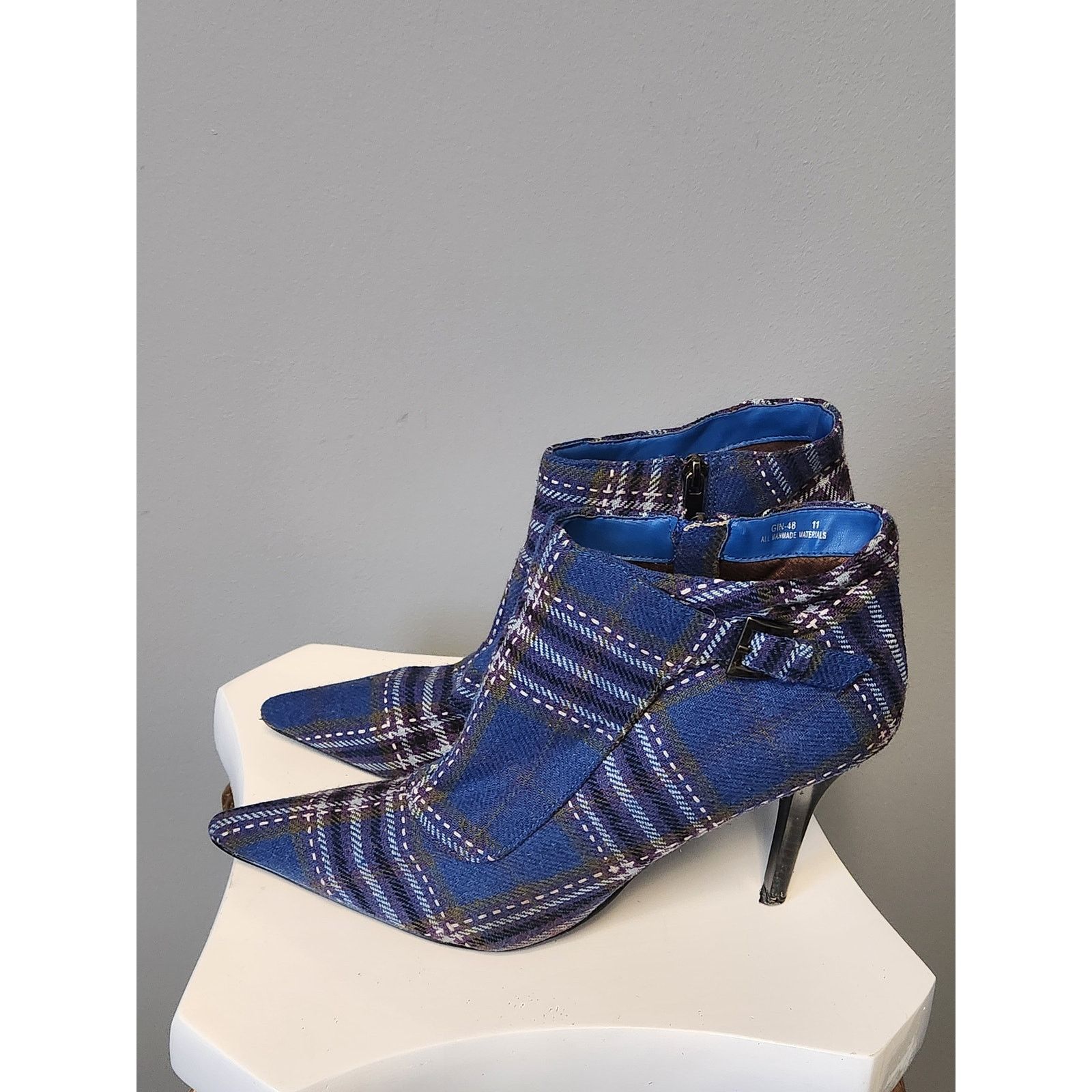 Giani Bernini Bertini Plaid Pointed Toe Shoe Booties 11 Size US 11 / IT 41 - 2 Thumbnail