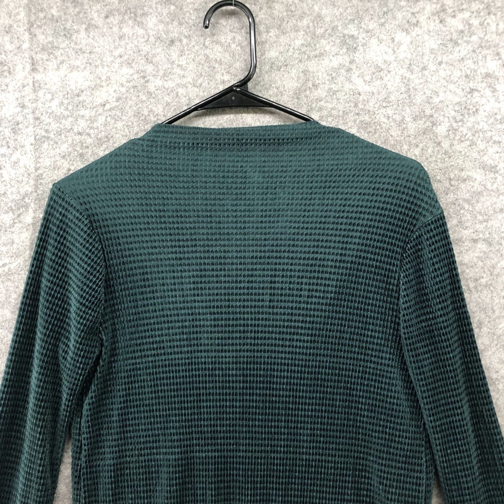Zara VINTAGE Zara Long Sleeve Tunic Top Womens M Green Slit Sides Waffle Knit Stretchy Size M / US 6-8 / IT 42-44 - 3 Thumbnail