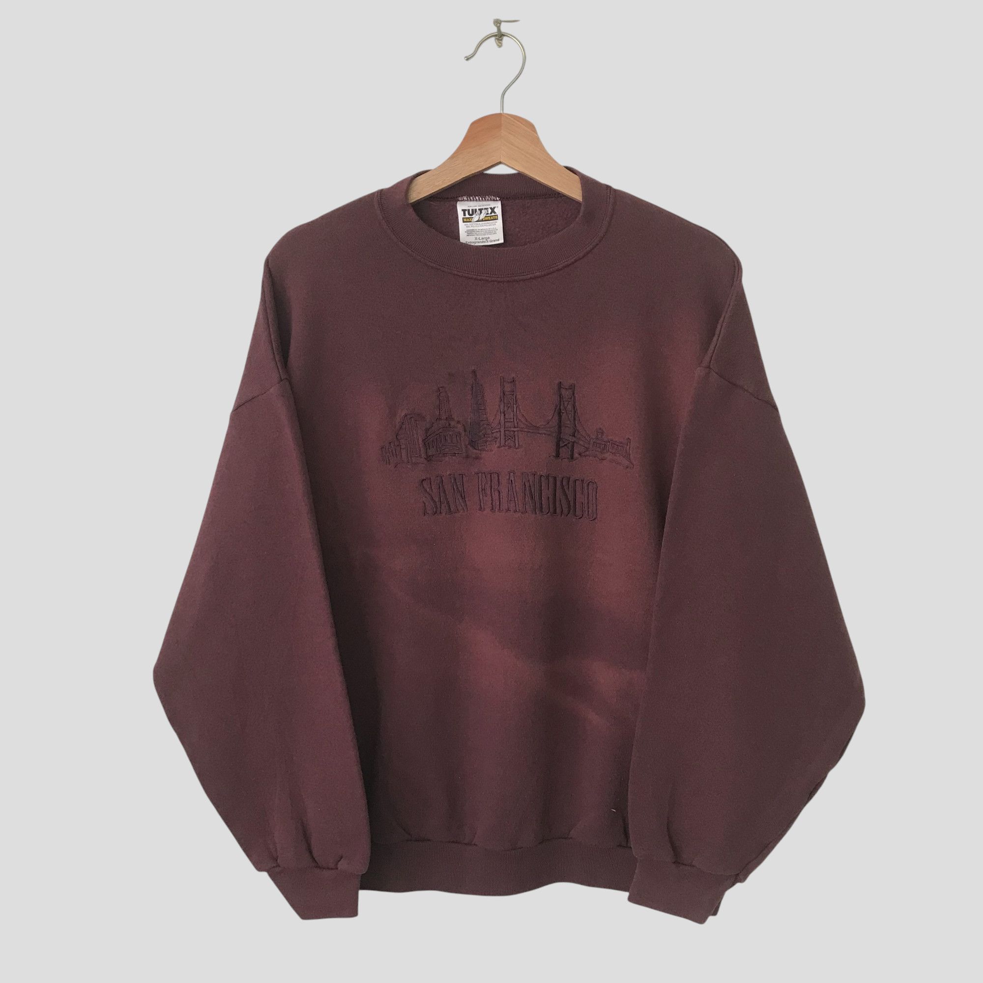 Vintage Vintage San Francisco Faded Maroon Sweatshirt Xlarge - 321 Size US XL / EU 56 / 4 - 1 Thumbnail