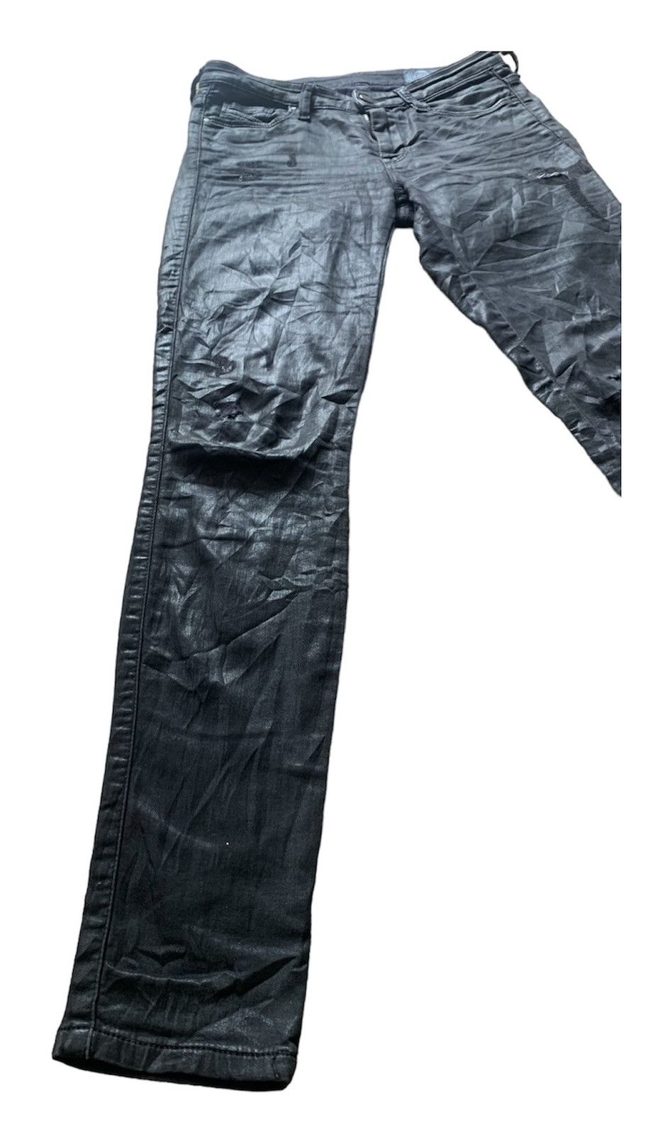 Diesel Black Gold DISTRESSED WAX DENIM COWHIDE LEATHER SLIM FIT Size US 30 / EU 46 - 4 Thumbnail
