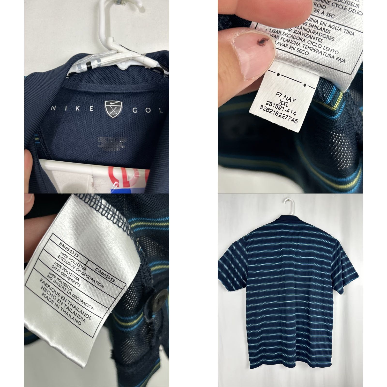 Nike Nike Golf Polo Shirt Mens XXL Blue Stripes Short Sleeve 231591-414 Polo Golf Shirt Mens XXL Blue Stripes Short Sleeve 231591-414 Size US XXL / EU 58 / 5 - 8 Thumbnail