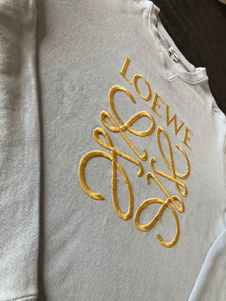 Loewe LOEWE Light blue hoodie with gold thread embroidery 3D log Size L / US 10 / IT 46 - 3 Thumbnail