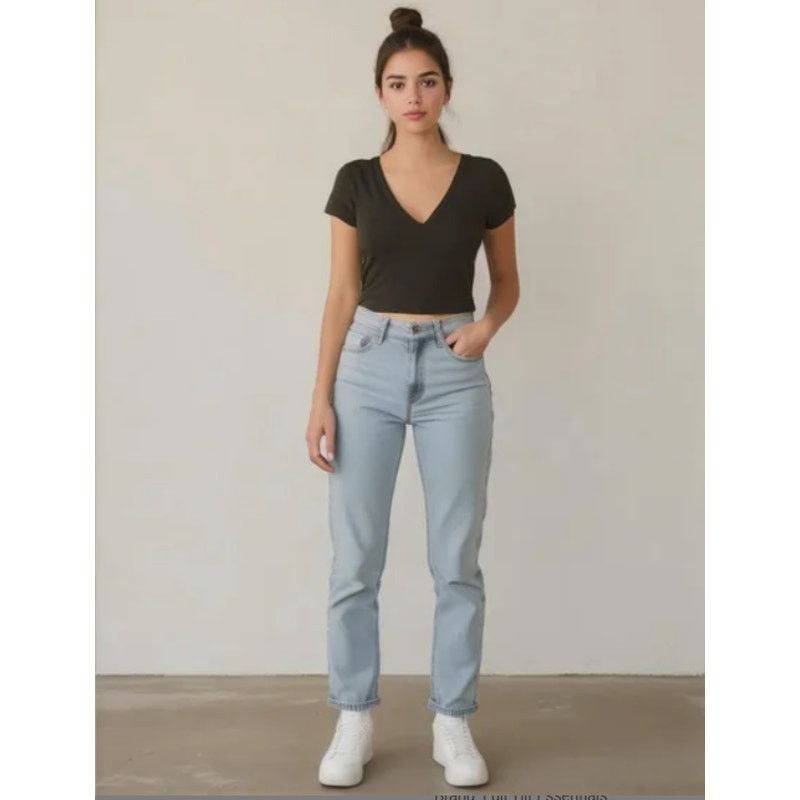 Other Full Tilt Ribbed V-Neck Crop Tee Black Size M Stretch Size M / US 6-8 / IT 42-44 - 1 Thumbnail