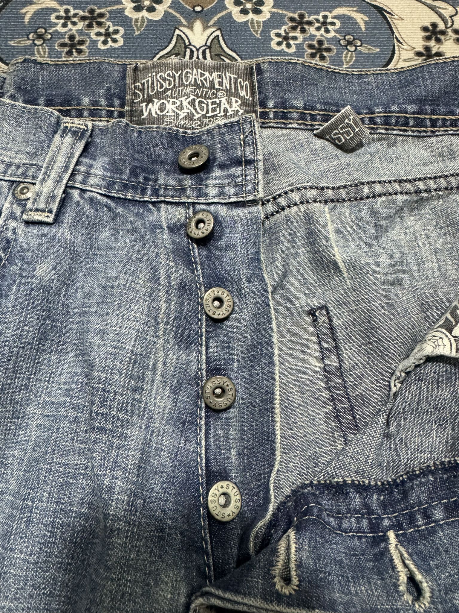 Menace × Stussy Vintage 90's Stussy Workwear Denim Baggy Style Hip Hop Size US 30 / EU 46 - 6 Thumbnail