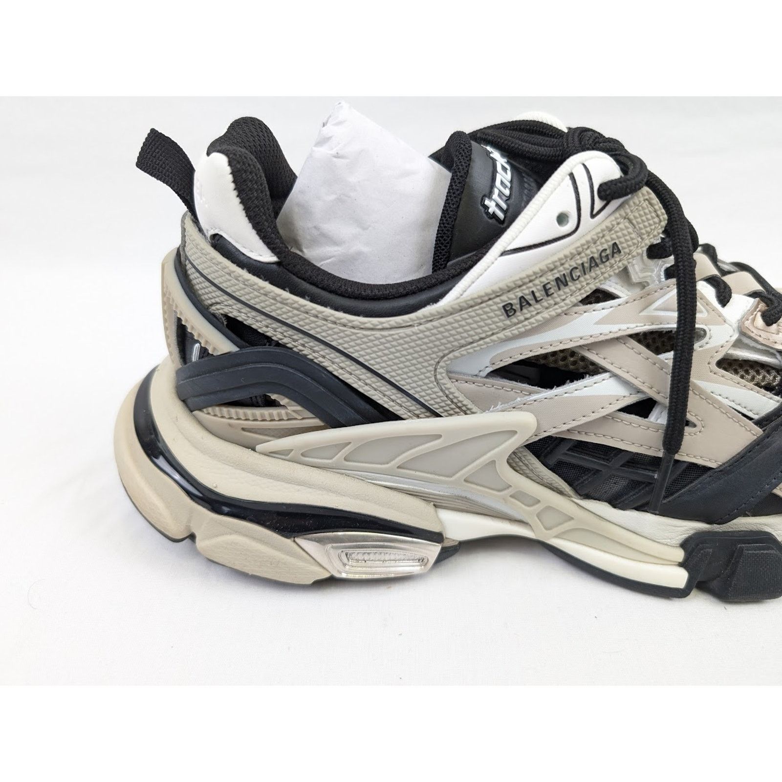 Balenciaga o1rshd1 Rubber Track.2 Open Low-Top Sneakers in Beige/Black Size US 8 / EU 41 - 5 Thumbnail