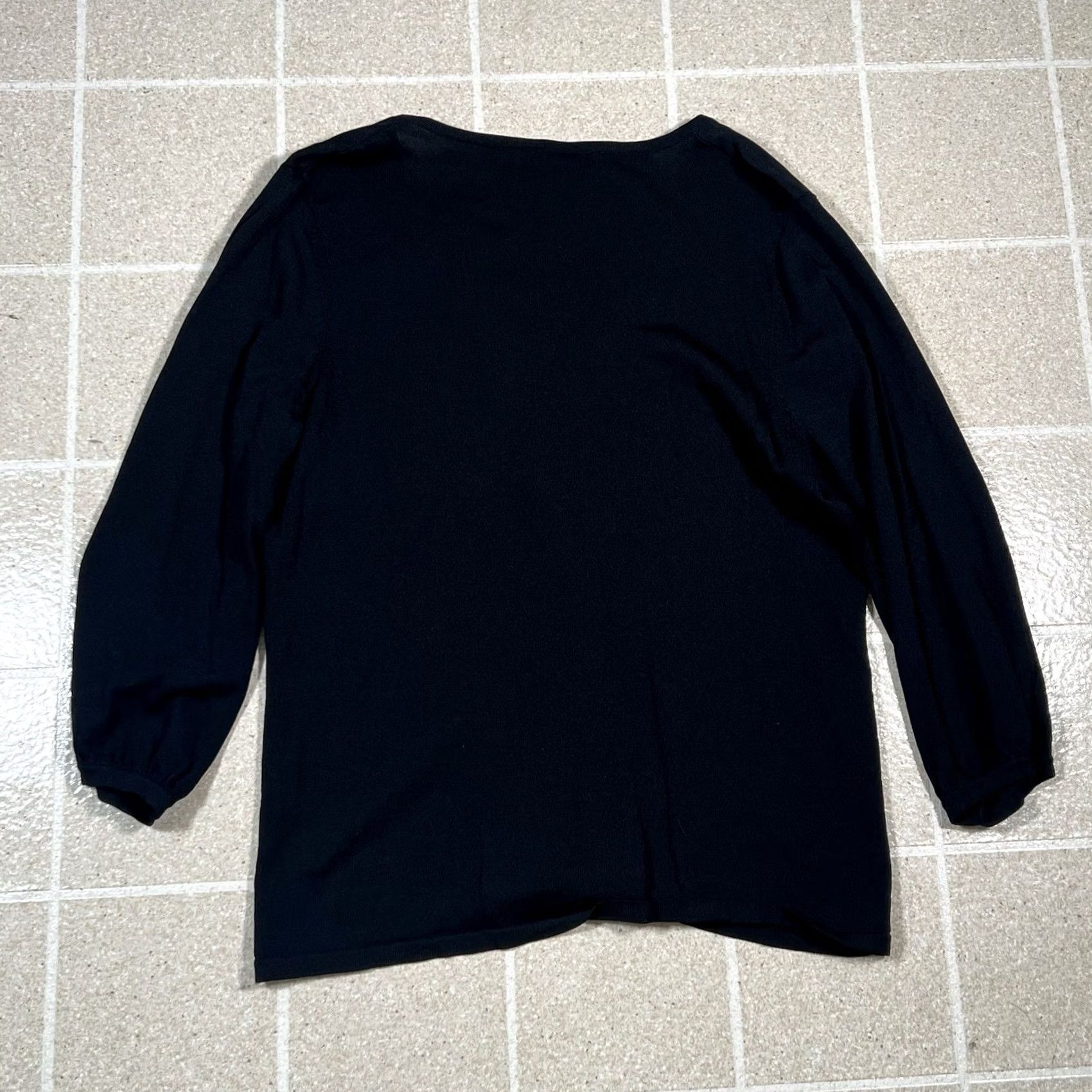 Vintage Cable and Gauge Women's Petite Large Black Blouse Top Size L / US 10 / IT 46 - 2 Thumbnail