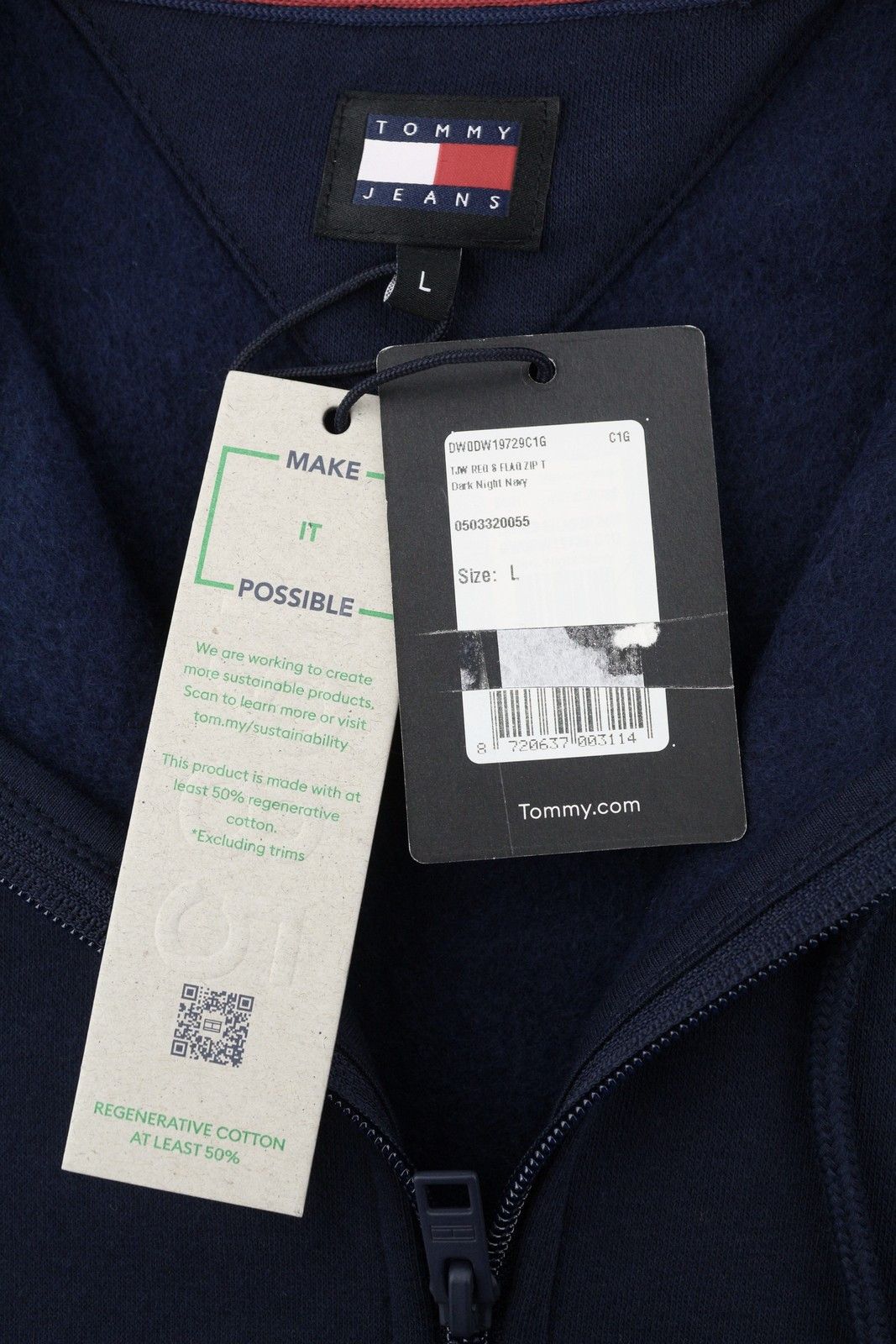 Tommy Hilfiger REQ S FLAG ZIP L Dark Night Navy Loose Fit Hoodie 87410 Size L / US 10 / IT 46 - 6 Thumbnail