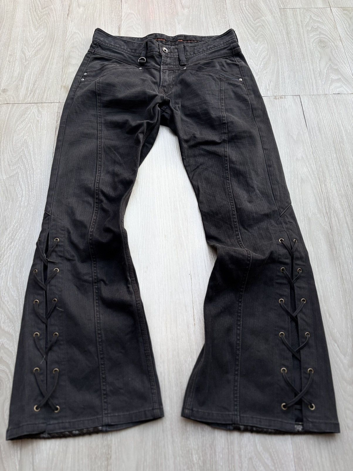Nicole Club NICOLE CLUB FOR MEN phyton lace up flare jeans Size US 29 - 1 Thumbnail