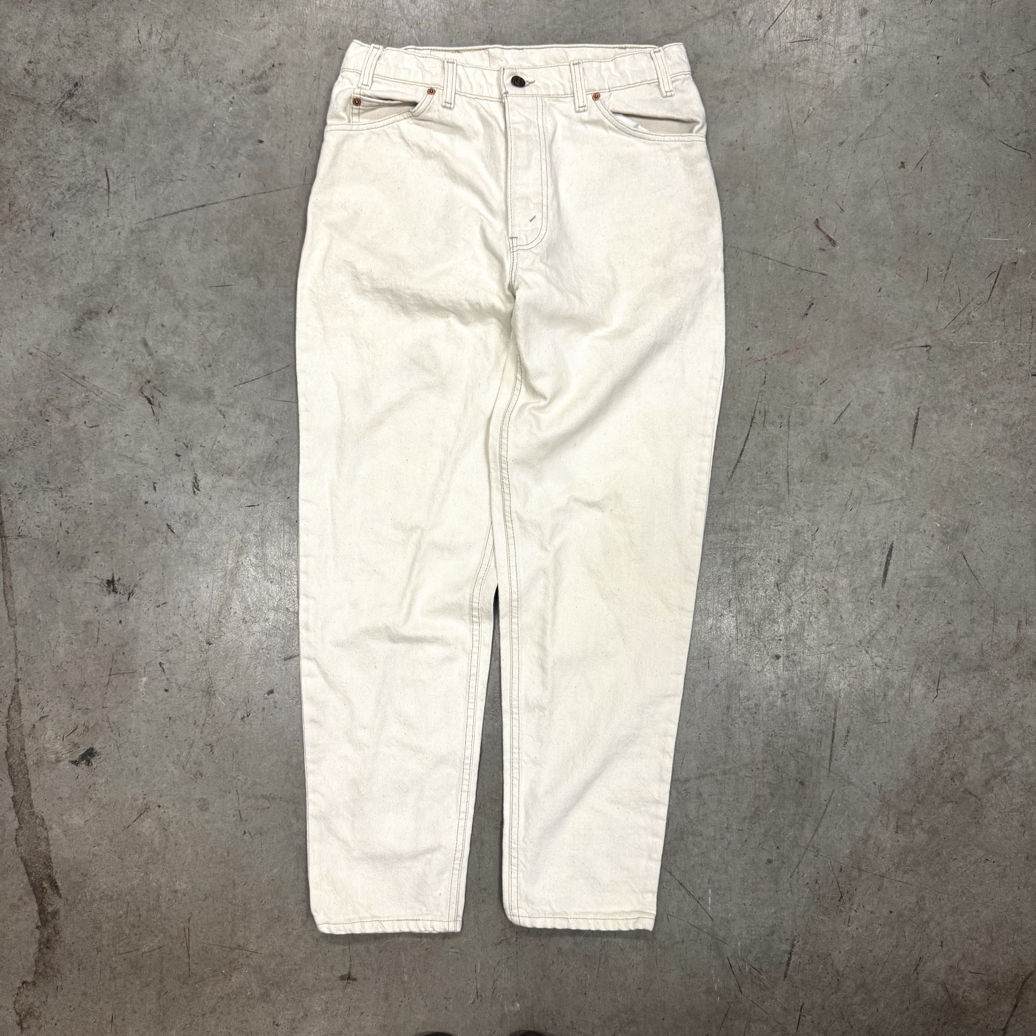 Levi's × Levi's Vintage Clothing × Vintage VTG 80s Levi's Orange Tab Ivory 550 Denim Jeans Tapered Fit Size US 33 - 2 Thumbnail