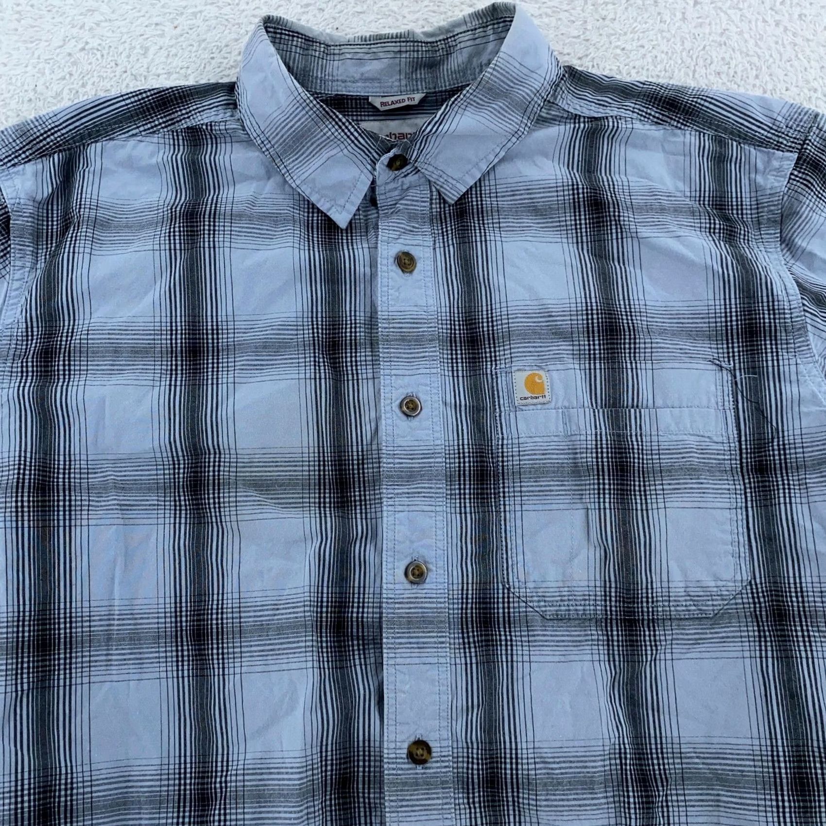 Carhartt Carhartt Shirt Mens XL Plaid Button-Up Relaxed Fit Short Sleeve Workwear Blue Button-Up Collar Mens XL Plaid Shirt Size US XL / EU 56 / 4 - 2 Thumbnail