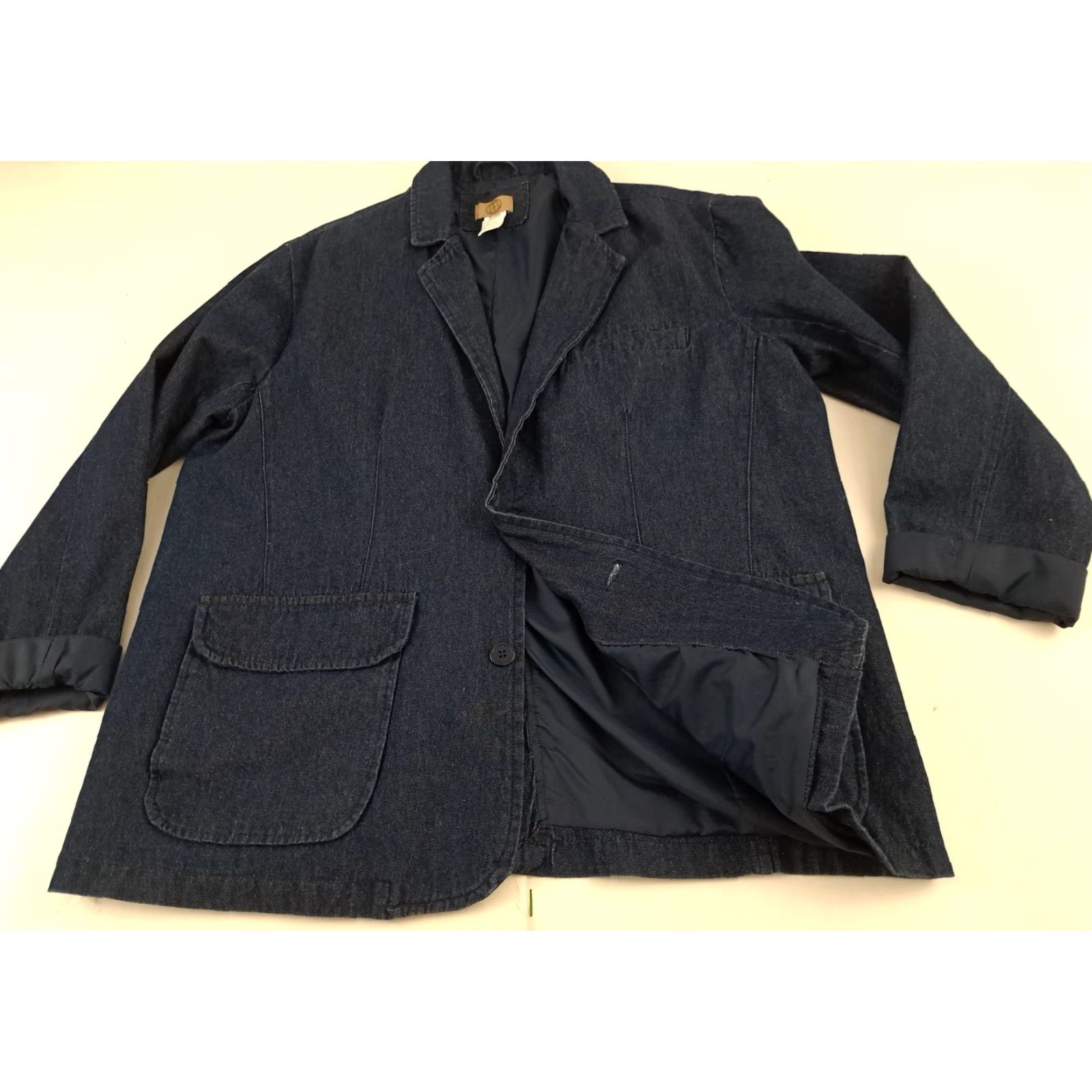 Haband VINTAGE Haband Travlers Denim Blue Jean Button Blazer Lined Coat Large Size US 33 - 2 Thumbnail