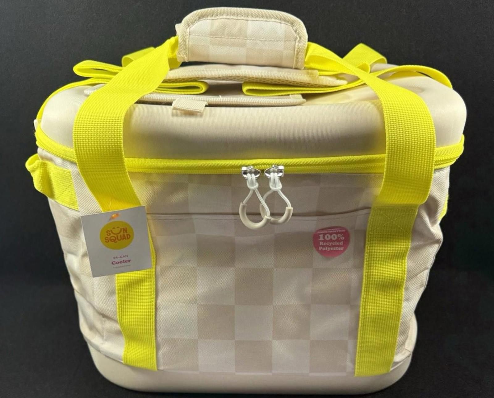 Other Sun Squad 24-Can Insulated Cooler Bag Beige Yellow Check Size ONE SIZE - 1 Thumbnail