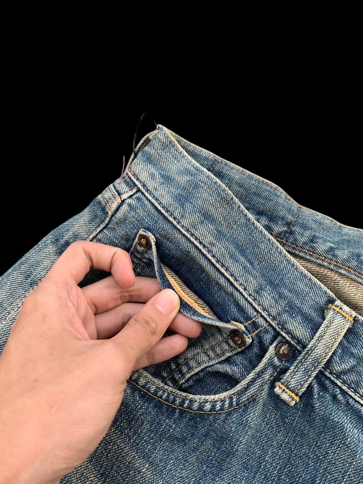 Kapital VINTAGE EDWIN 505 SELVEDGE FADED&RUSTY DISTRESSED DENIM Size US 28 / EU 44 - 11 Thumbnail