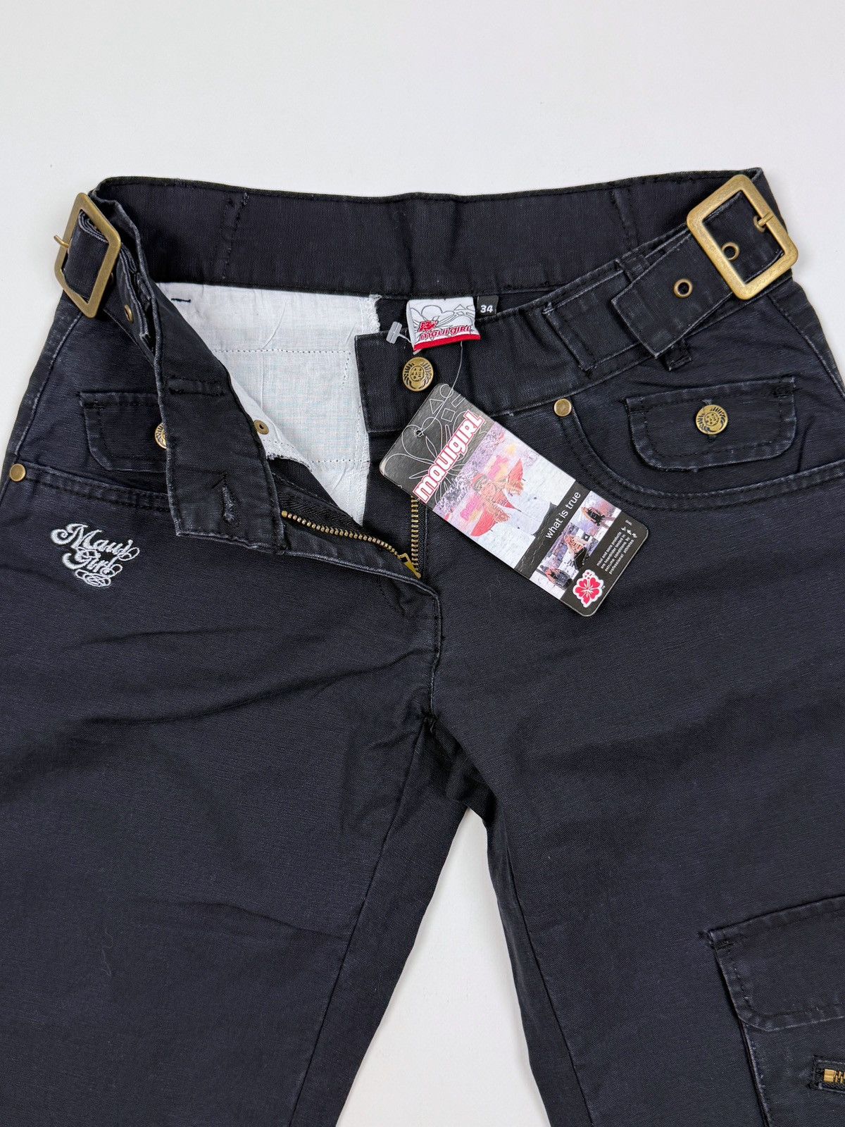 Maui and Sons Y2K Vintage Maui Girl Low Rise Belted Cargo Flared Pants Size 28" / US 6 / IT 42 - 4 Thumbnail