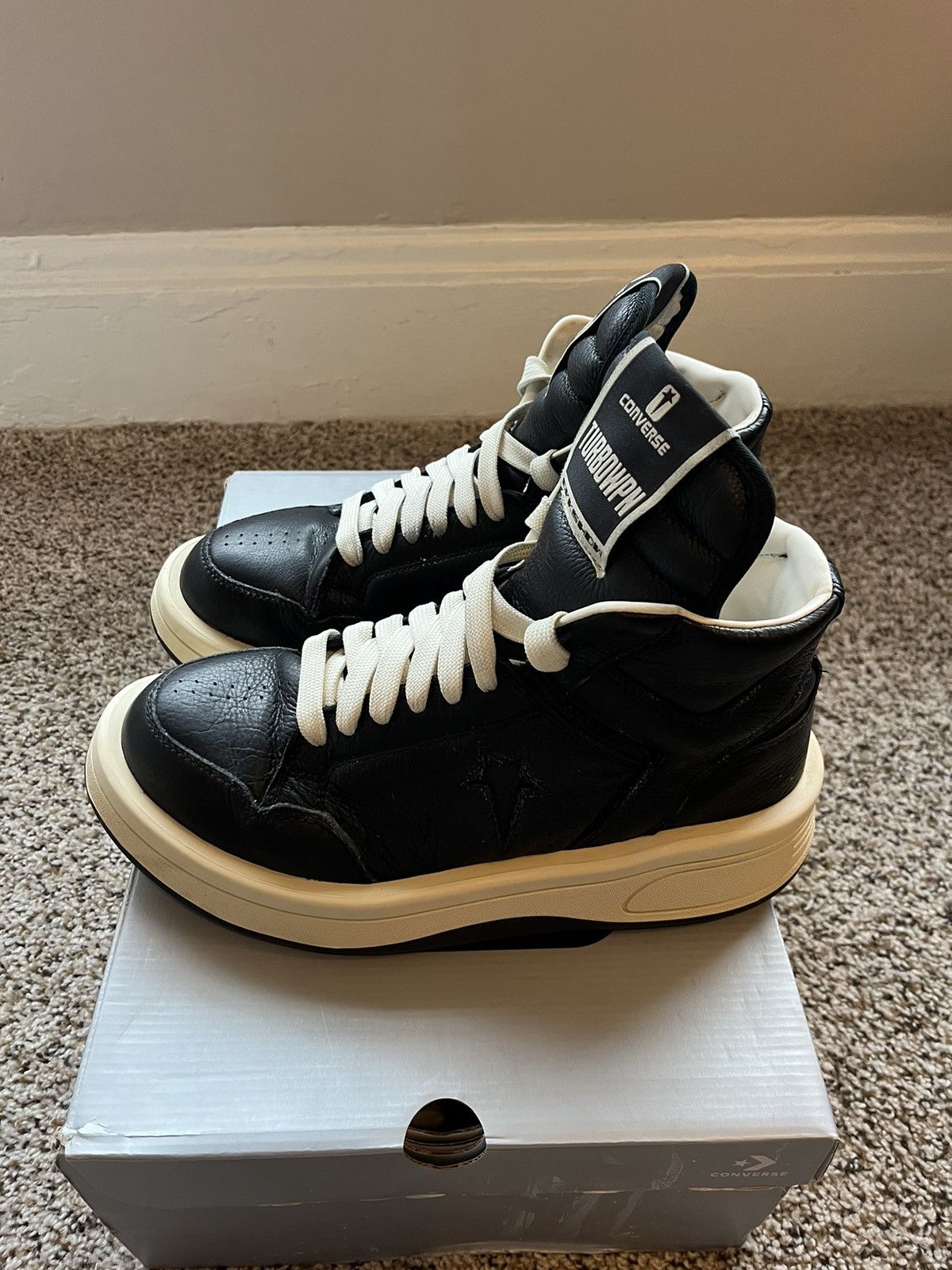 image of Rick Owens Converse Turbodrk Shoes in Black, Men's (Size 8)
